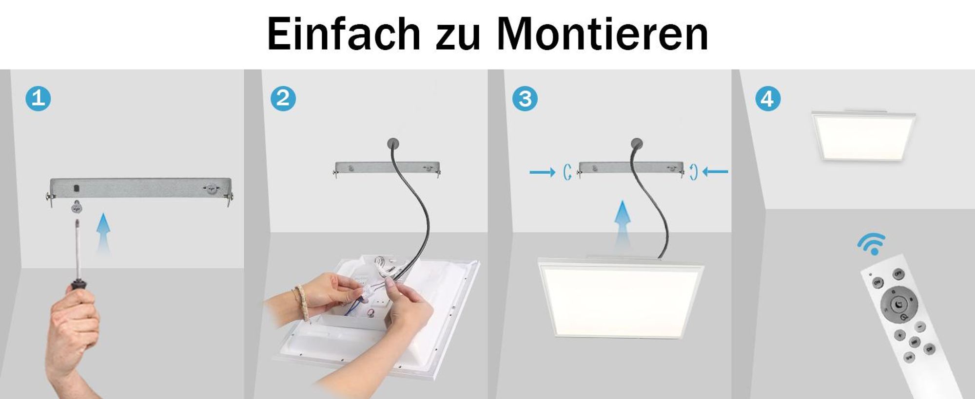 ZMH LED Deckenleuchte Weiß Dimmbar mit Fernbedienung RGB Farbwechsel Deckenlmape Deckenbeleuchtung für Wohnzimmer Schlafzimmer Küche Kinderzimmer