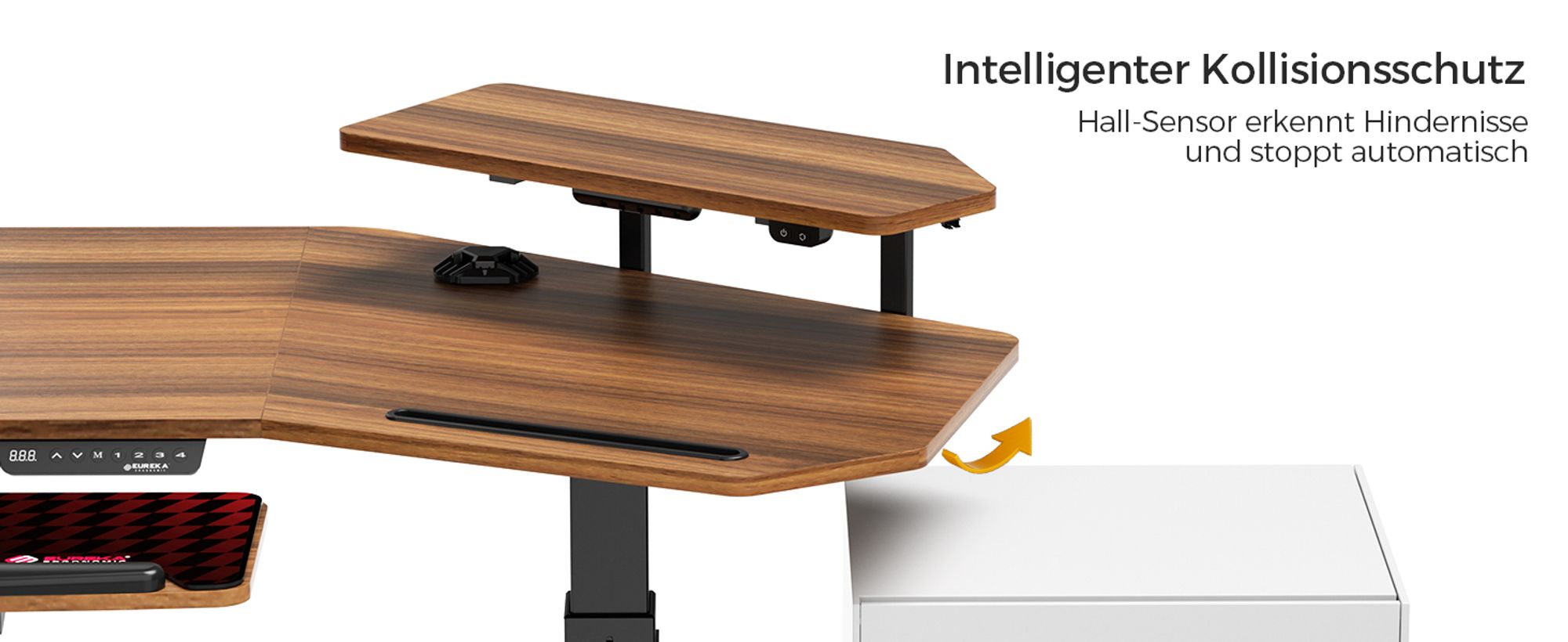 EUREKA ERGONOMIC Elektrisch Computertisch 182×76cm Höhenverstellbarer Schreibtisch Stehpult Gaming Tisch mit Monitorständer und Tastaturablage
