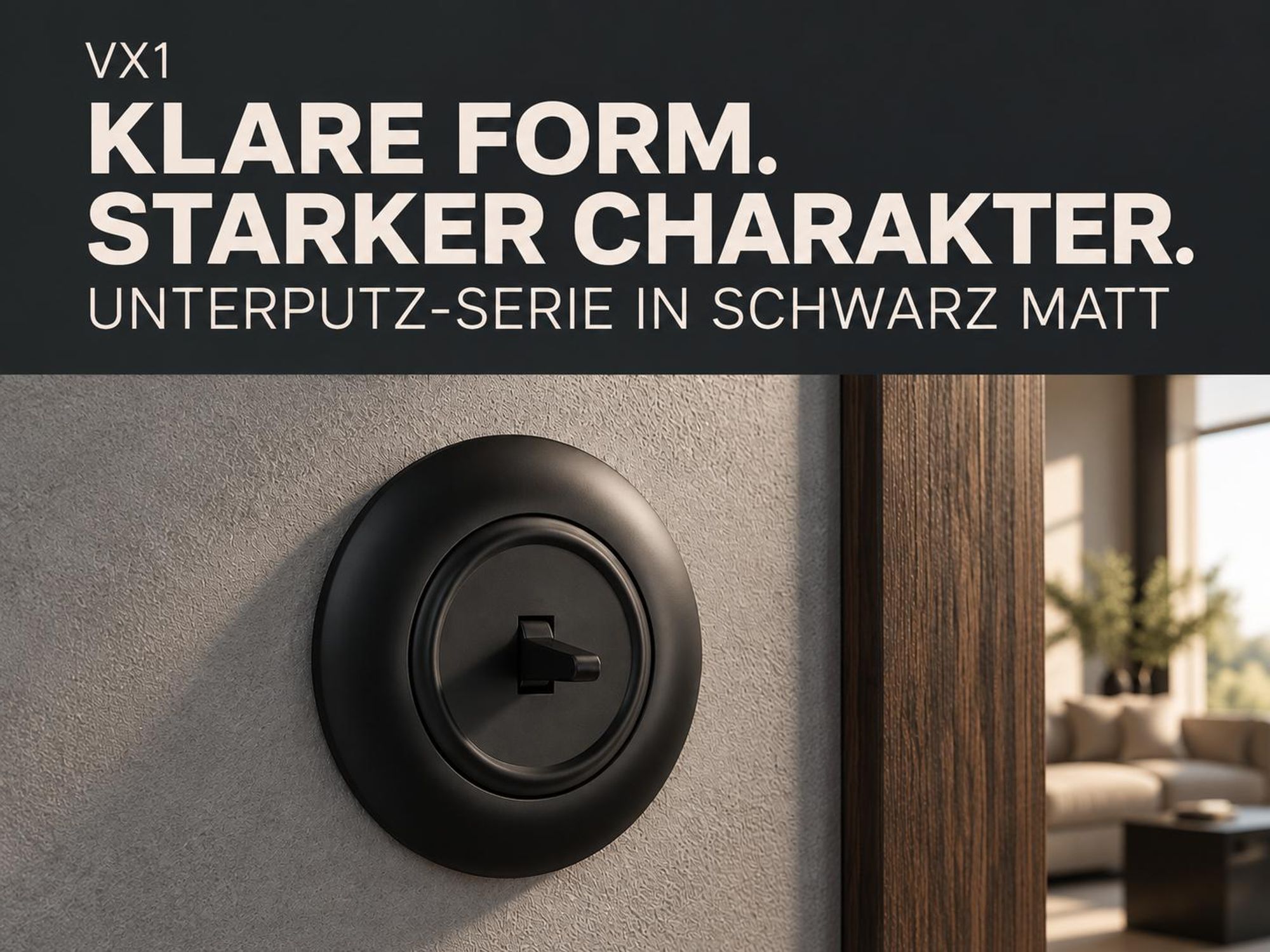 Unterputz Retro Wechselschalter, Steckklemme, All-in-One, Serie VX1 schwarz-matt