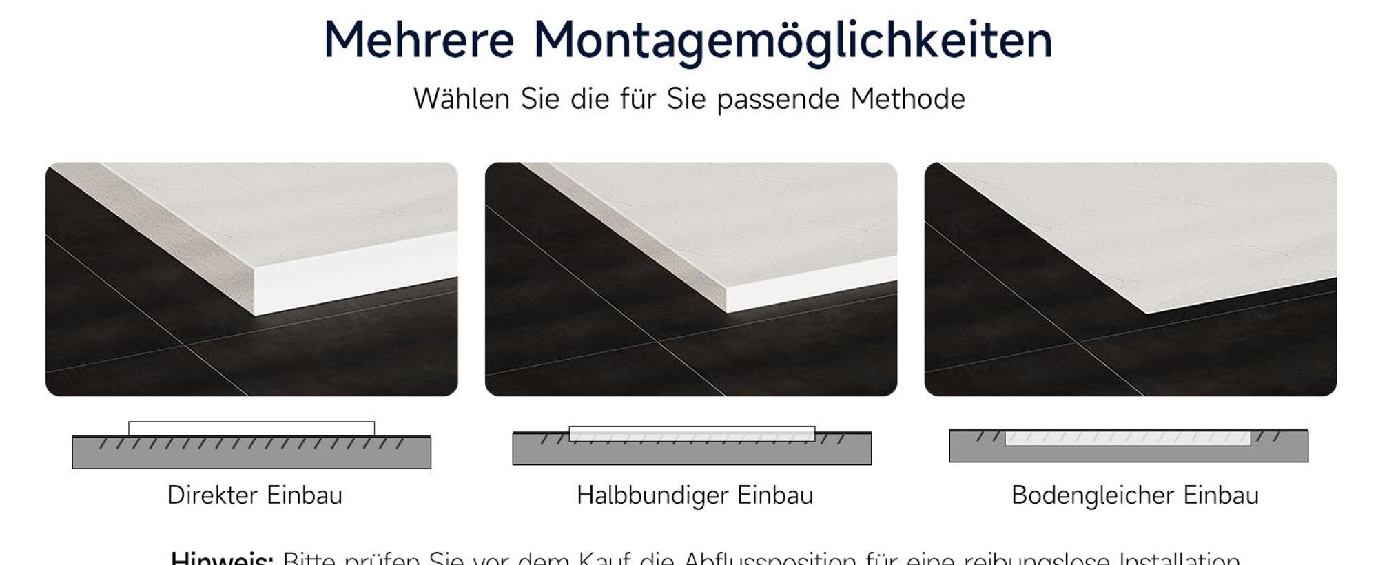 HOROW Rechteckig Duschwanne weiß struktur inkl. Ablassschraube, mit rutschhemmender Oberfläche - 3 Größen - 90 x 80 cm / 100 x 80 cm / 120 x 80 cm