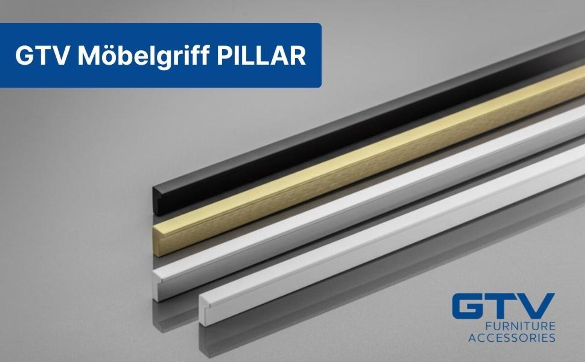 GTV Möbelgriff PILLAR aluminium, hellgold gebürstet, schlank und elegant, für hohe Möbel, vielseitig, 360 x 18,5 x 10,7 mm, mit Schrauben, modern und funktional