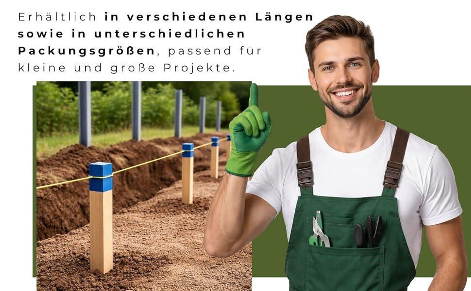 FOR THE GARDEN 50 Stück 100 cm Länge Rot Lackierte Spitze Markierungspfähle Buche Holzstäbe Holz - 25 mm x 25 mm Zaunpfosten Pflanzstab