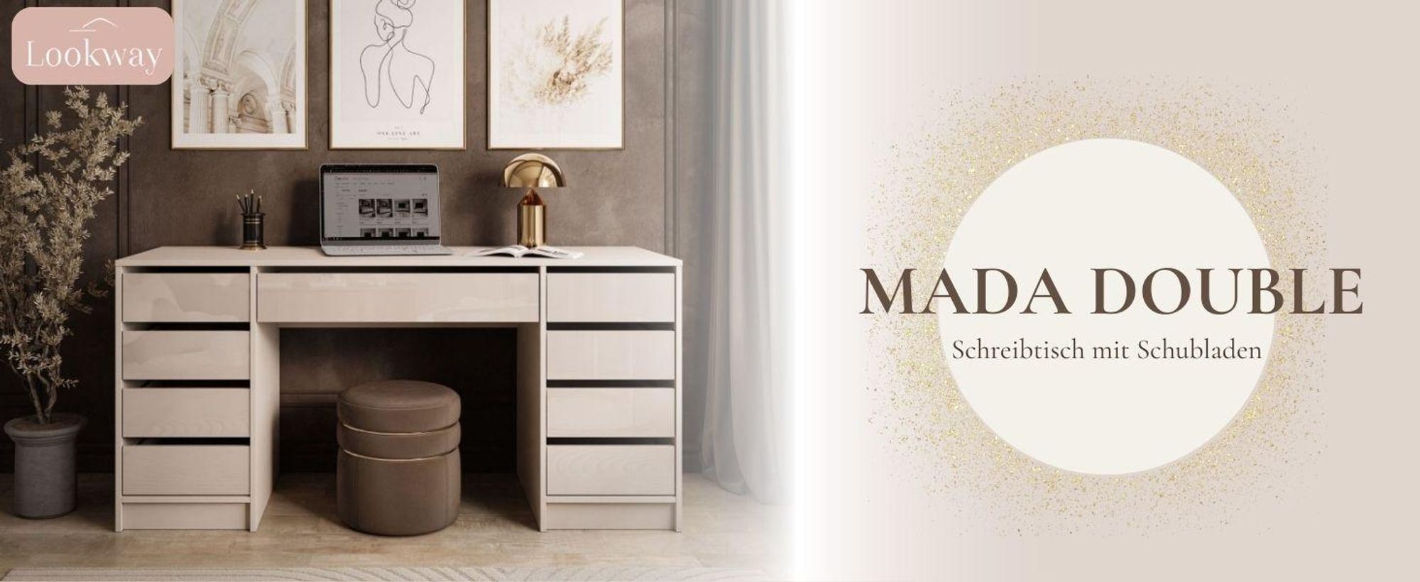 Schreibtisch MADA DOUBLE mit Schubladen