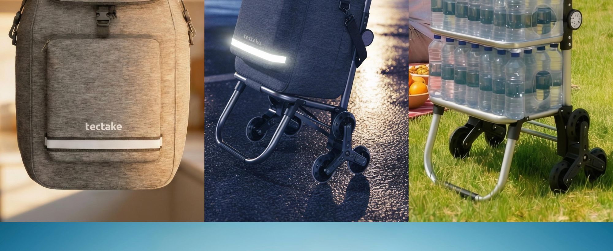 tectake® Einkaufstrolley Shopper 3-in-1, Nutzung auch als Umhängetasche und Sackkarre, 56 l inkl. Kühltasche, leichtgängige Treppensteiger-Räder
