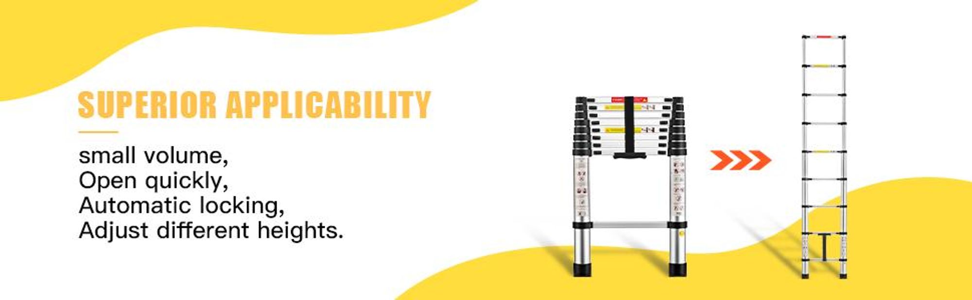 STANEW Échelle Télescopique 2,6 M en Aluminium Bricolage Pliable, Accoudoir Amovible, Extensible Unique Droite Multi-Fonction Ladder