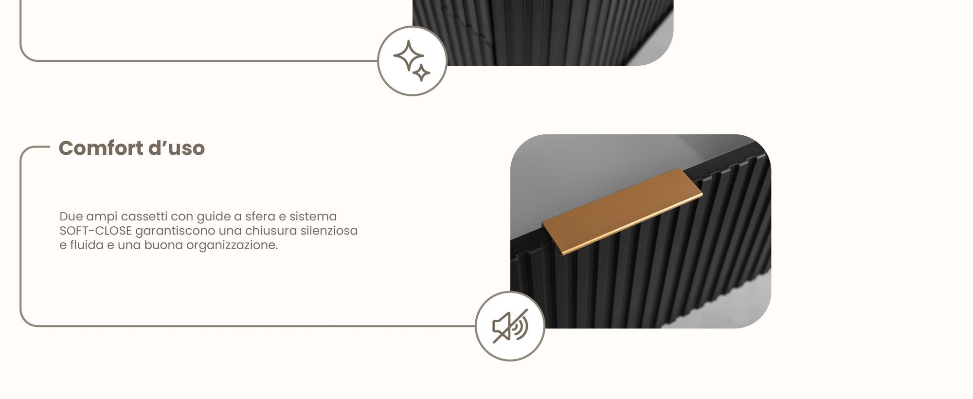 Mobile da bagno - 60 CM - Nero opaco - MDF - 2 cassetti