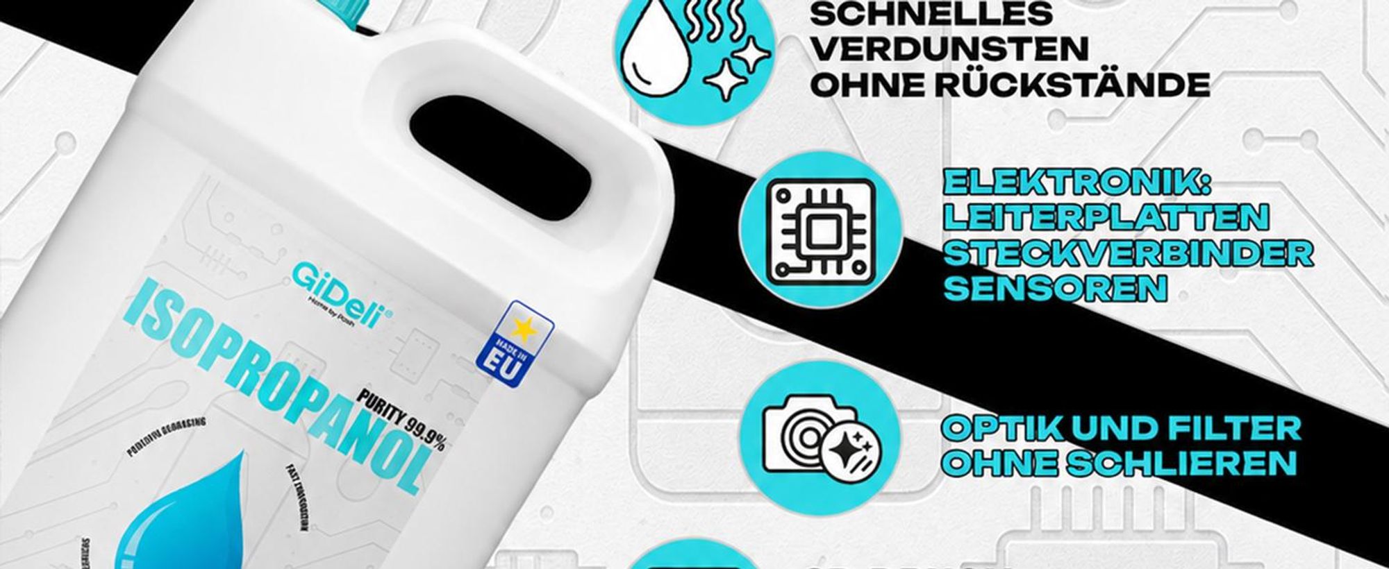Isopropanol 5L 99,9% IPA Reinigungsalkohol Entfetter für Elektronik GiDeli