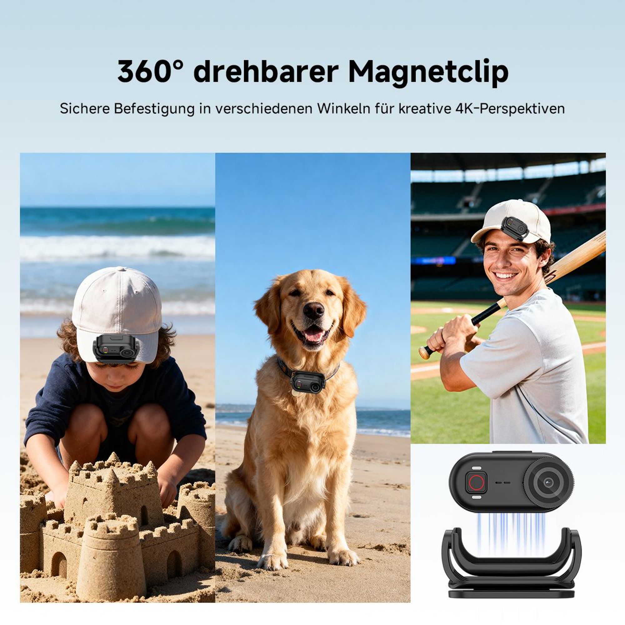 SVBONY SVGo M3 POV Action Kamera, 4K/30fps, 64GB Speicher, 43g Ultraleichte, Mini Bodycam, IP68 Wasserdicht bis 10m, 300 Min Akkulaufzeit, WLAN App