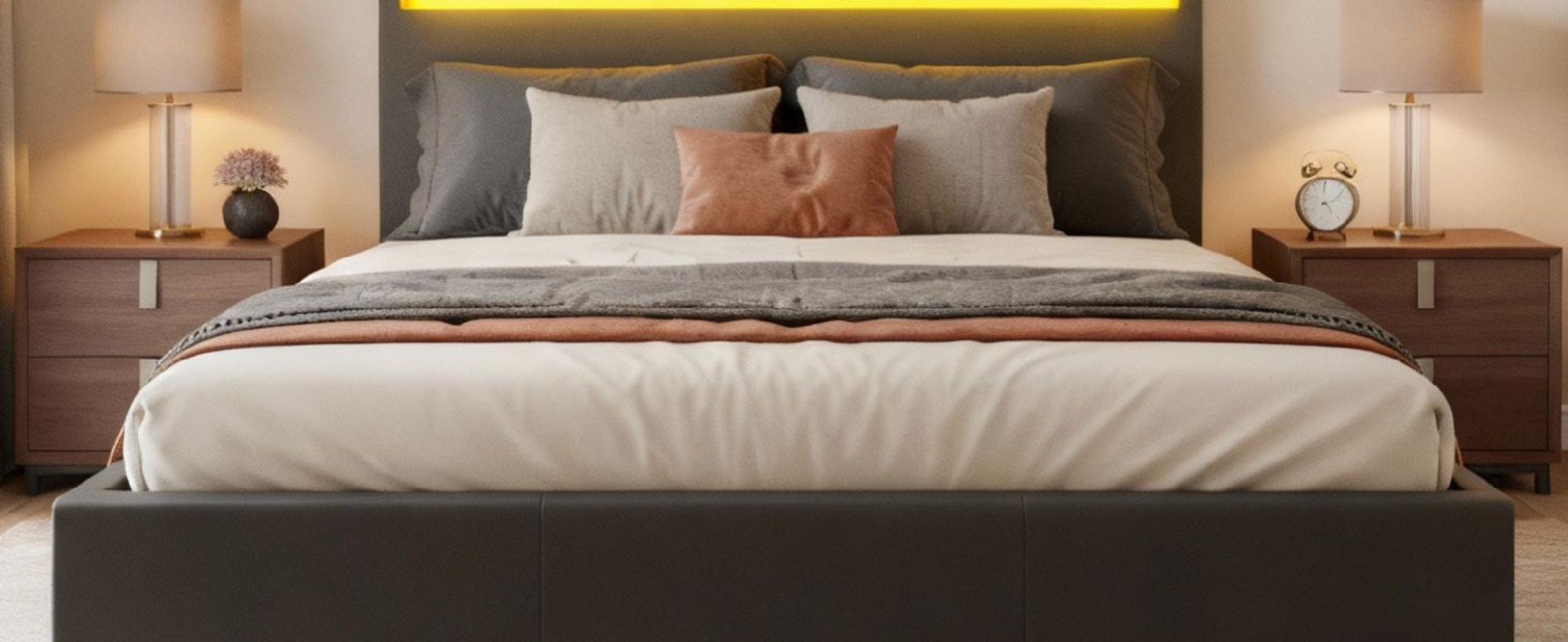 Juskys Polsterbett Paris 120 x 200 cm mit LED, Lattenrost & Kunstleder Grau