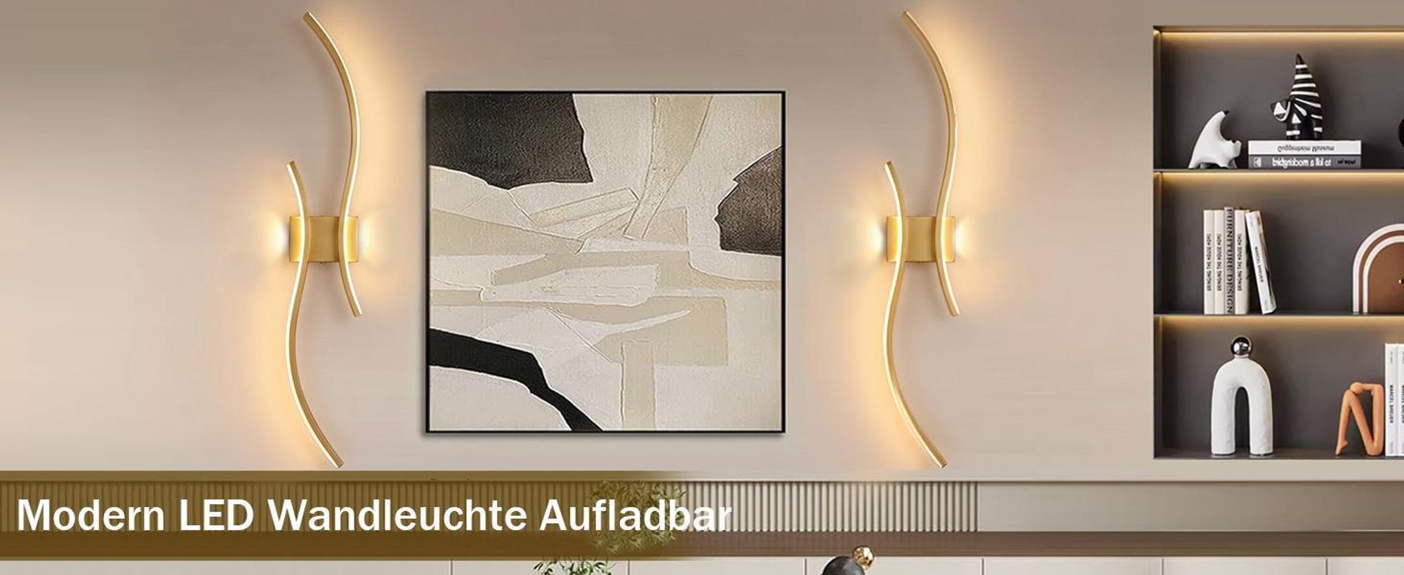 LED Wandleuchte Innen Modern Dimmbar 3 Farbtemperaturen Wiederaufladbar Wandlampe mit Fernbedienung