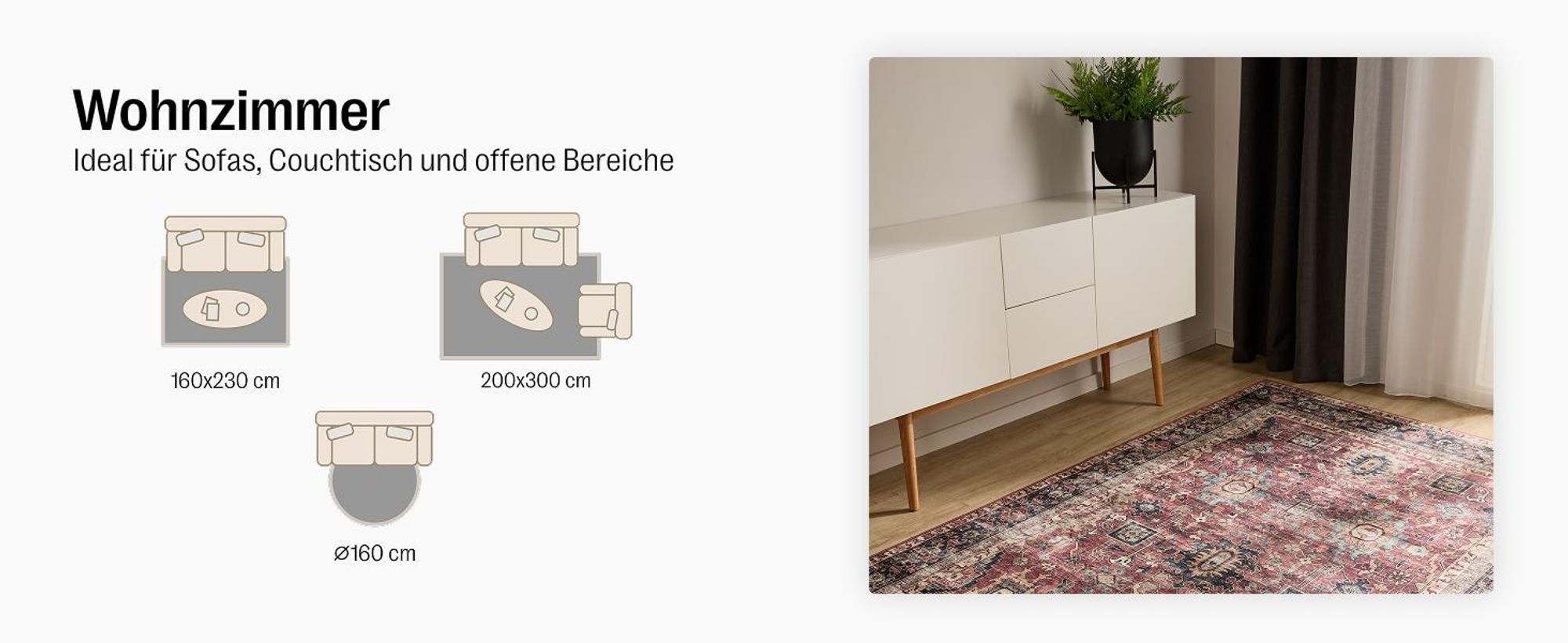 benuta Waschbarer Vintage Teppich George Blau 120x170 cm Wohnzimmerteppich Schlafzimmer weich orientalisch Rechteckig