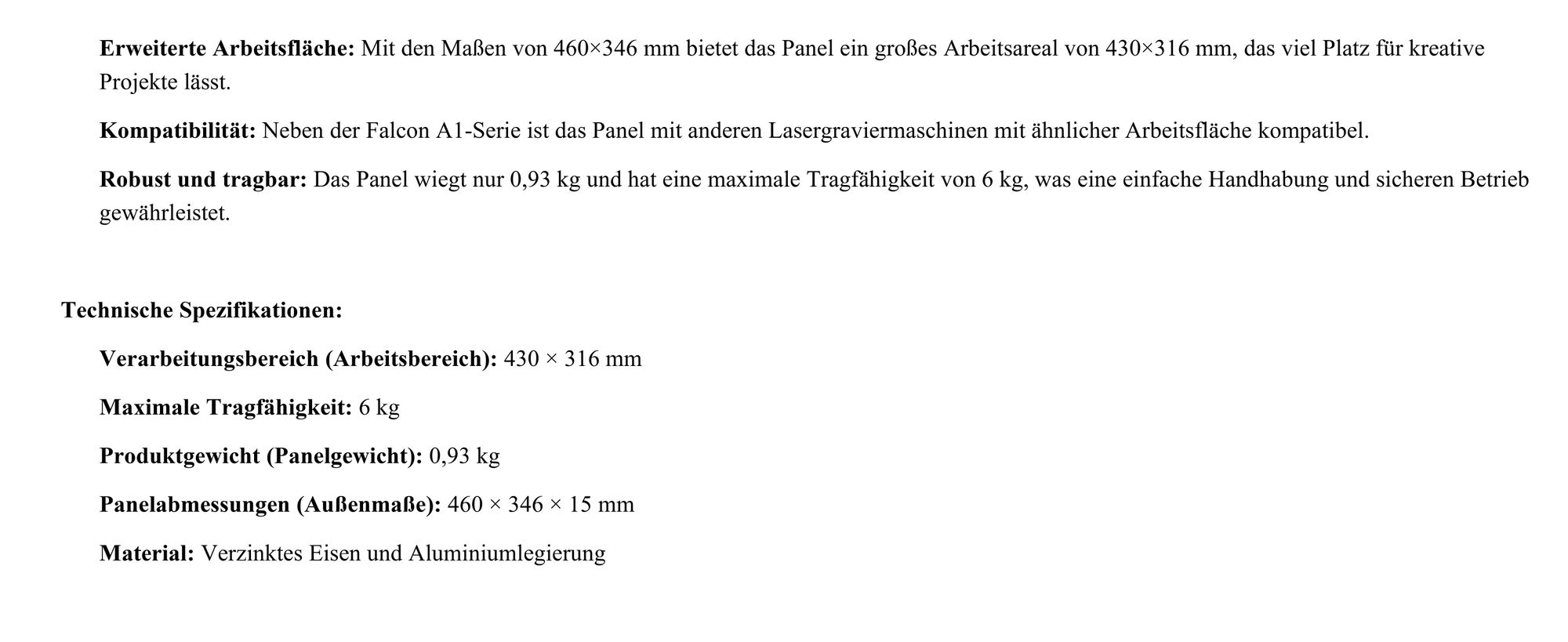 Creality 460*346mm Honeycomb Panel – Kompatibel mit Falcon A1/A1 pro, Schnell Kühlender, Robuster Schutz