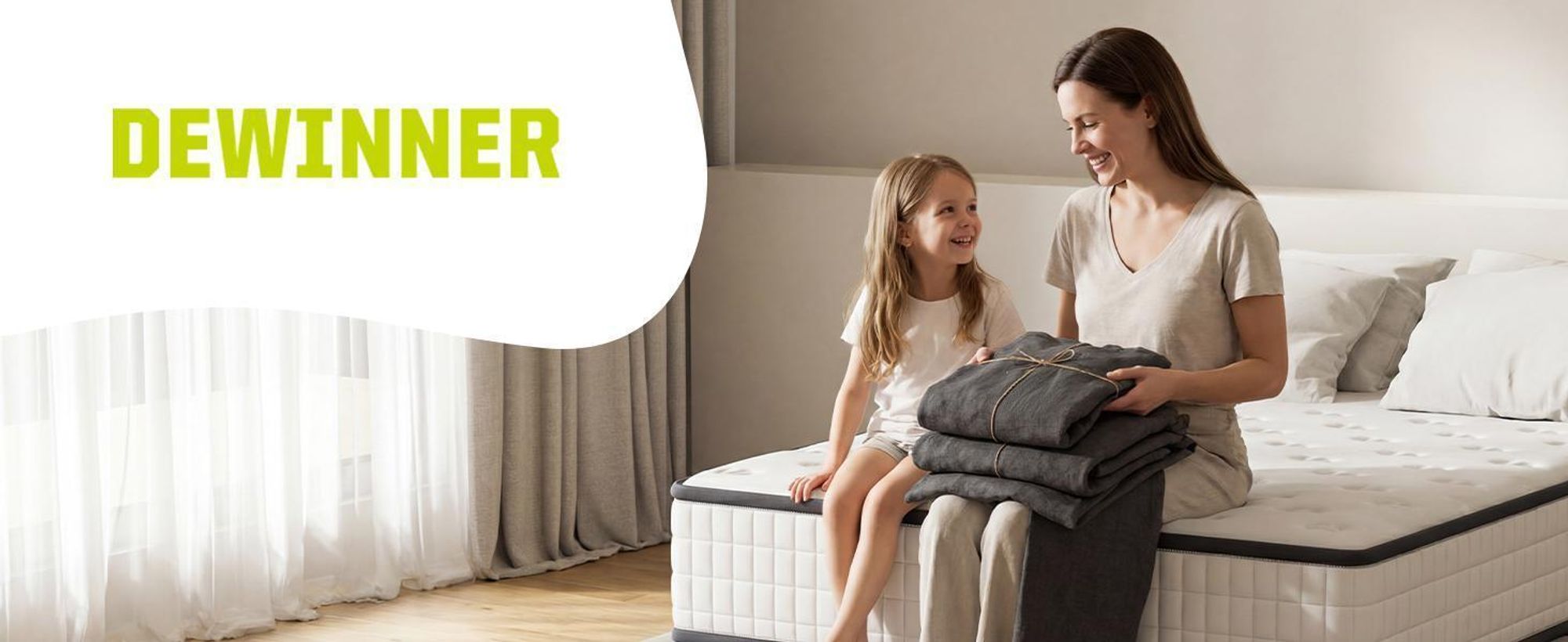 DEWINNER Housse de Matelas et Matelas 160 x 190, 2 Personnes,épaisseur 22cm+Parure de lit+Housse Couette+Housse d'oreiller