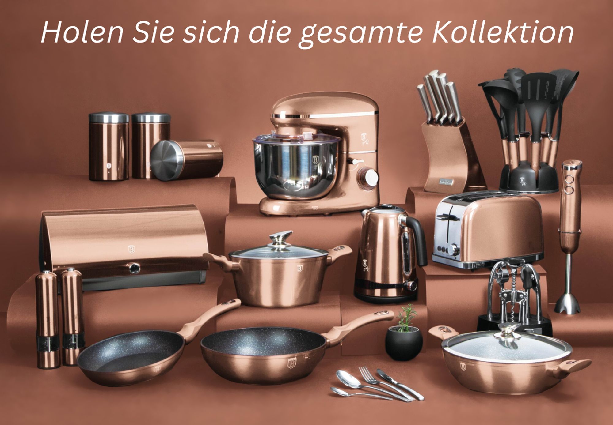 Berlinger Haus Kochgeschirr in rosegold, 15-teiliges Set aus Edelstahl