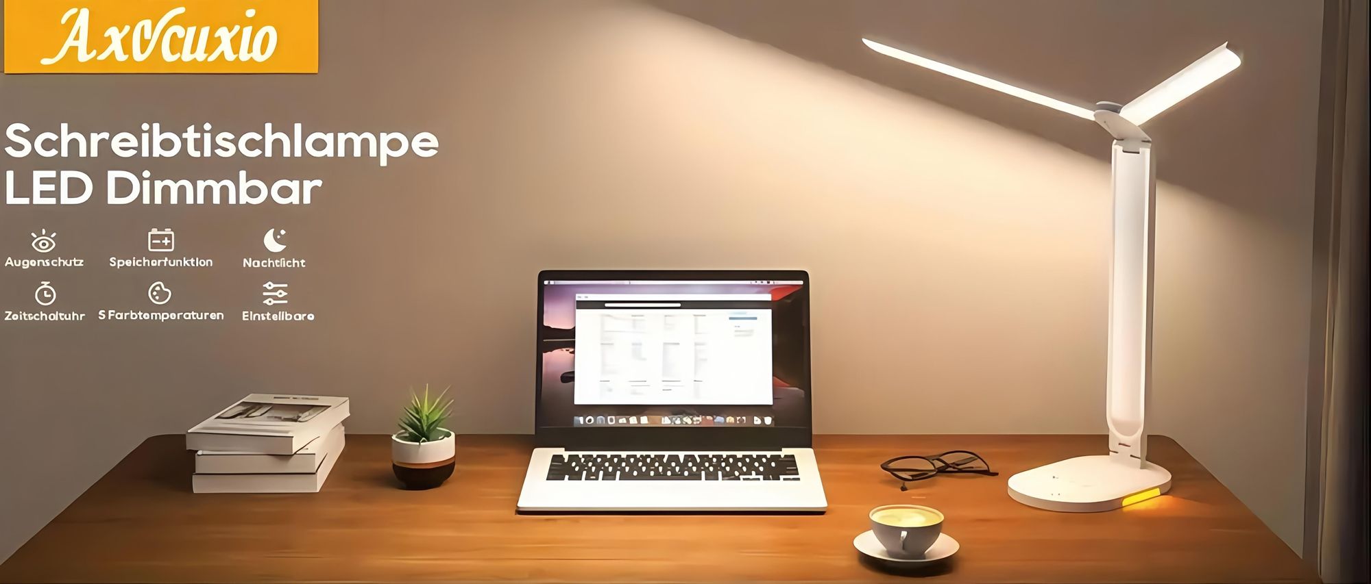 Dimmbare LED-Schreibtischlampe,Doppelarm-Schreib-tischlampe mit 5 Farben und10 Helligkeitsstufen,Büro-lampe/Schreibtischlampe mit Ladefunktion,Berühre