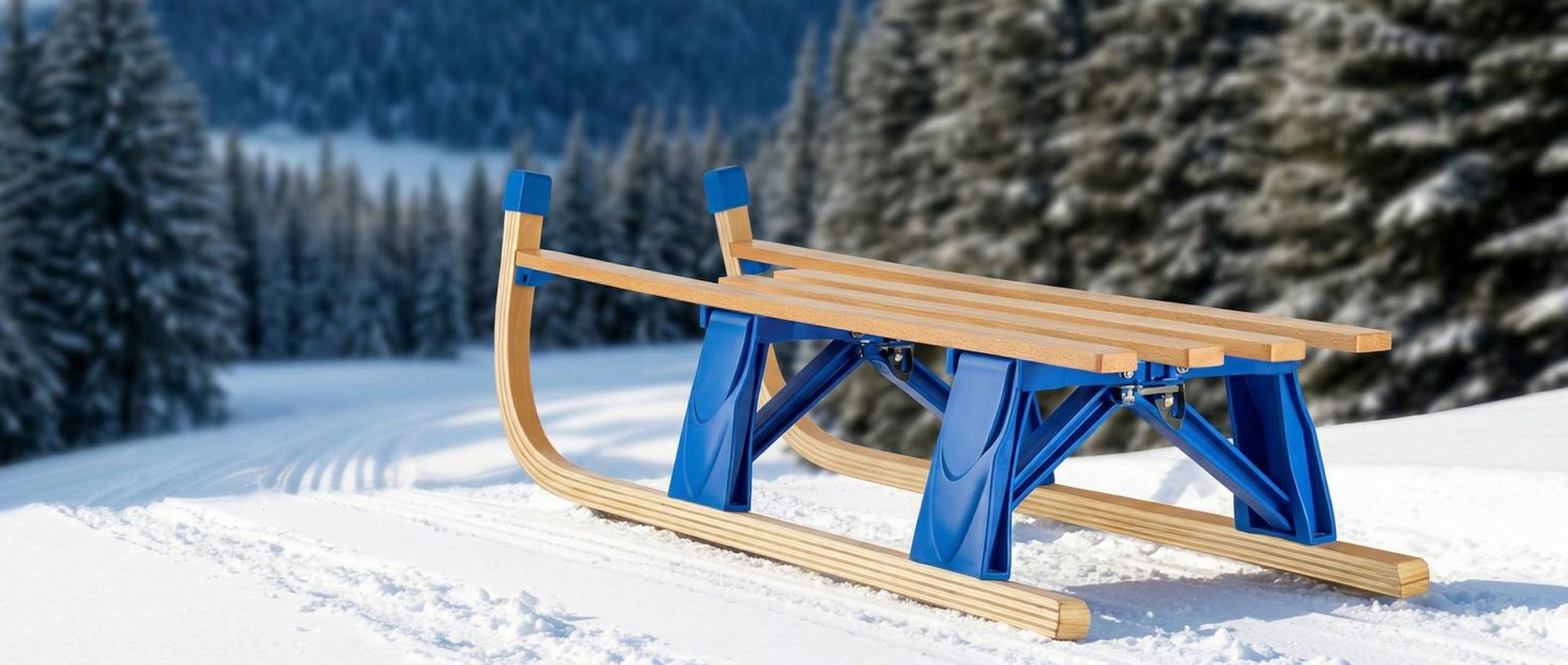 tectake® Holzschlitten Jeffrey klappbar 37,5 x 109,5 x 31 cm, Belastbarkeit 130 kg