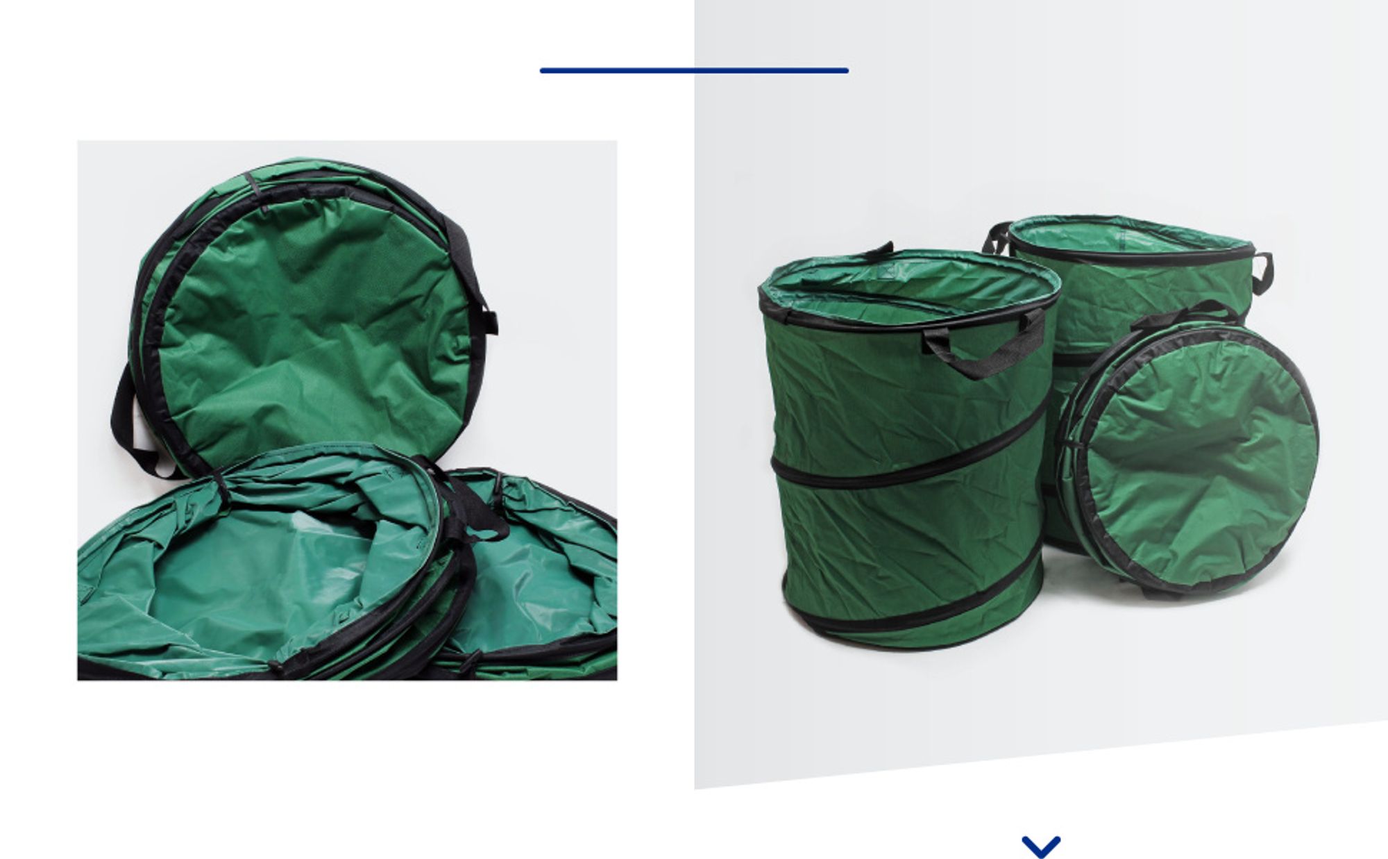 Wiltec 3x Laubsack rund 100l Grün Pop Up Faltbar 600D-Oxford-Polyester Abfallsammlung Rasensack Gewebesack Robust Gartenabfälle