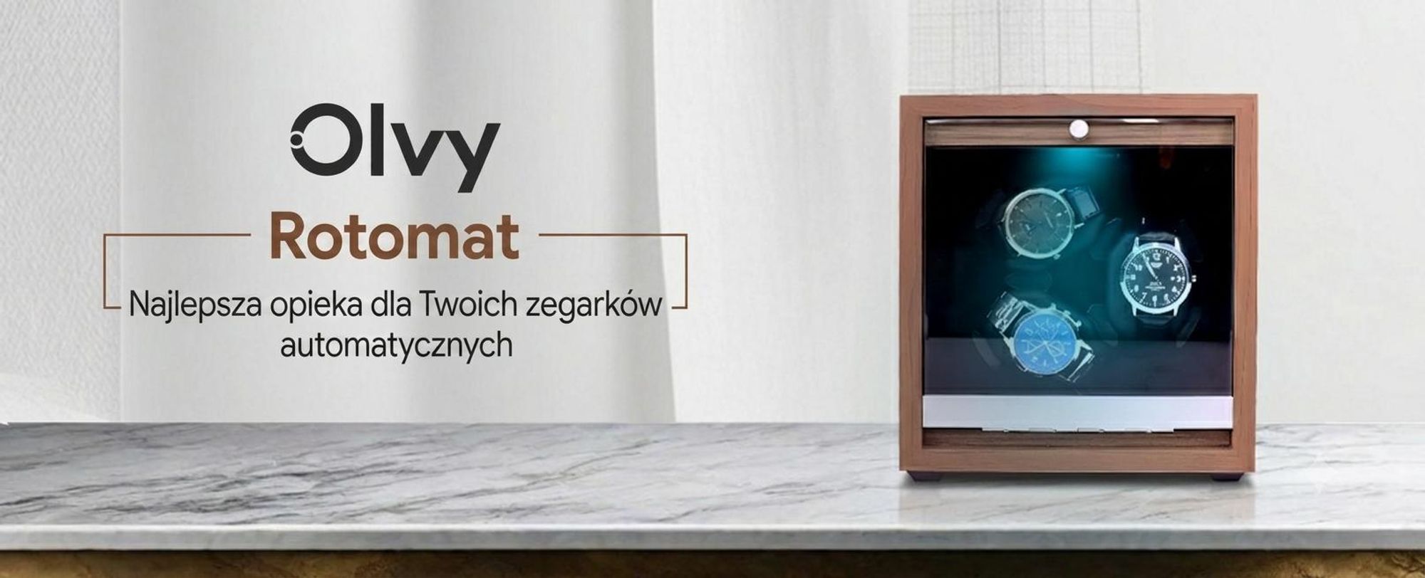 Nawijarka do zegarków Olvy na 3 zegarki, oświetlenie LED, drewniana skrzynka do nawijania zegarków, wyjątkowo cichy silnik Mabuchi, elastyczna poduszka do zegarków, nawijarka do zegarków