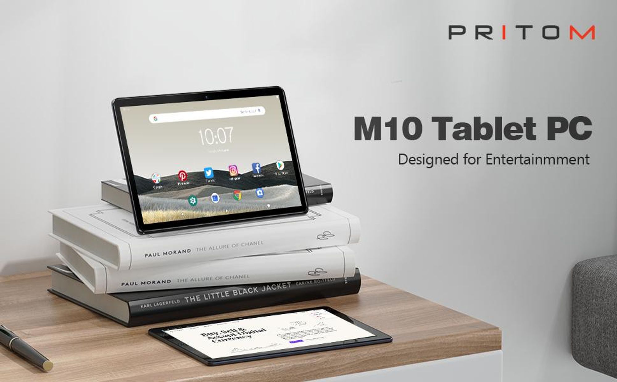 PRITOM M10 10,1 Zoll Android Tablet PC 64GB ROM Android 10 Quad-Core HD IPS-Bildschirm WiFi