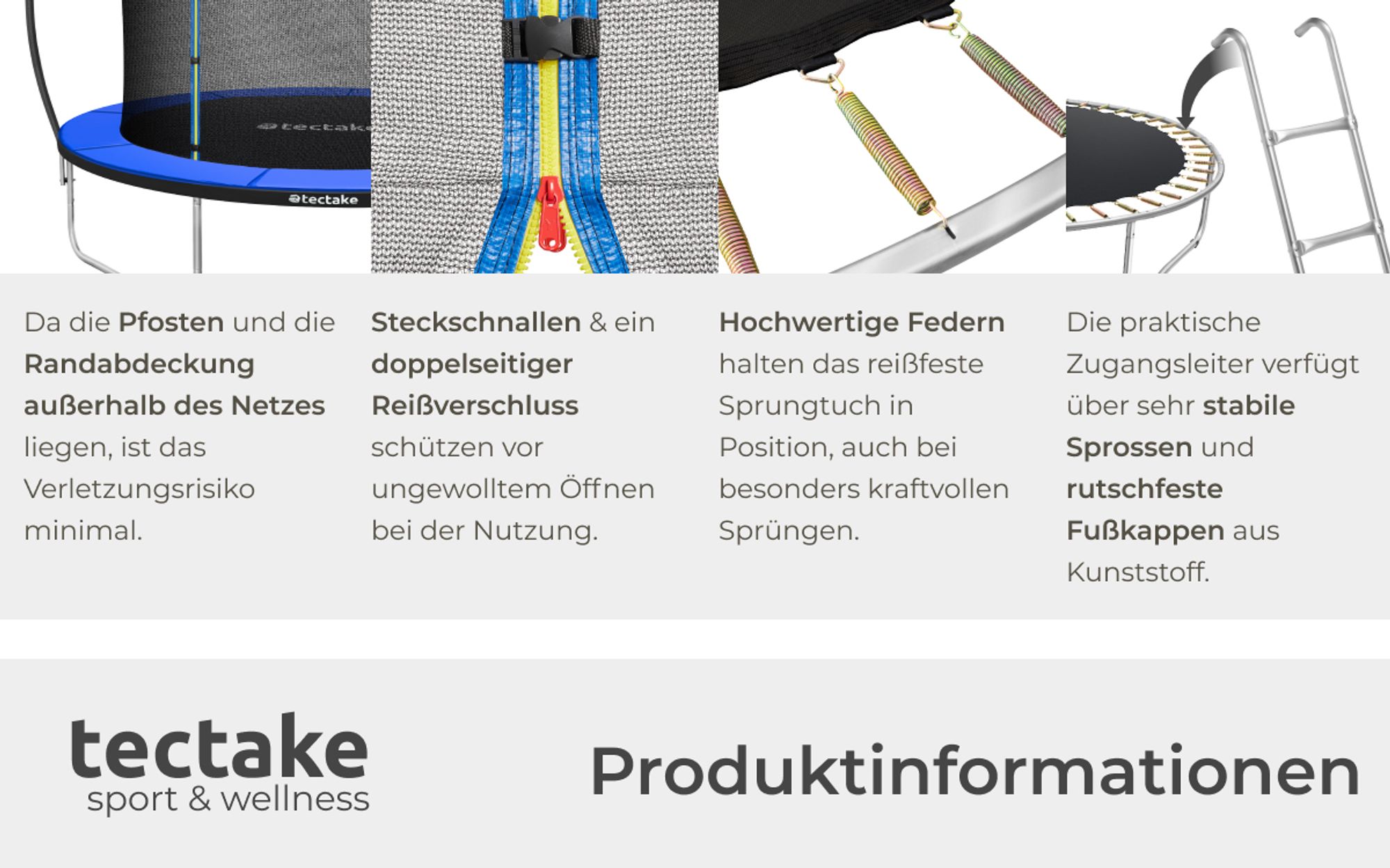 tectake® Trampolin Jumpy Ø 366 cm, GS- mit Sicherheitsnetz