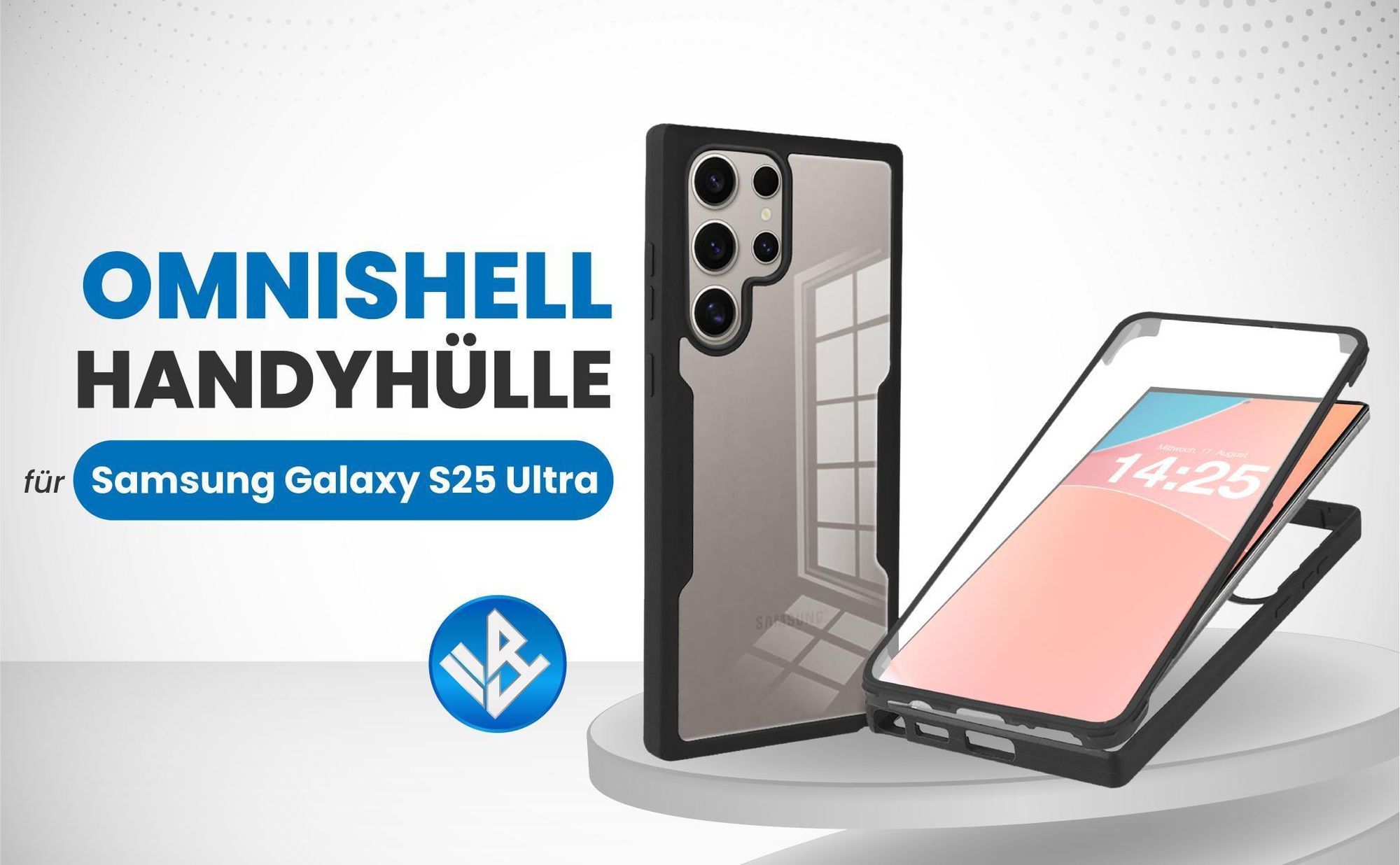 Schwarze 360 Grad Hülle für Samsung Galaxy S25 Ultra mit Kameraschutz