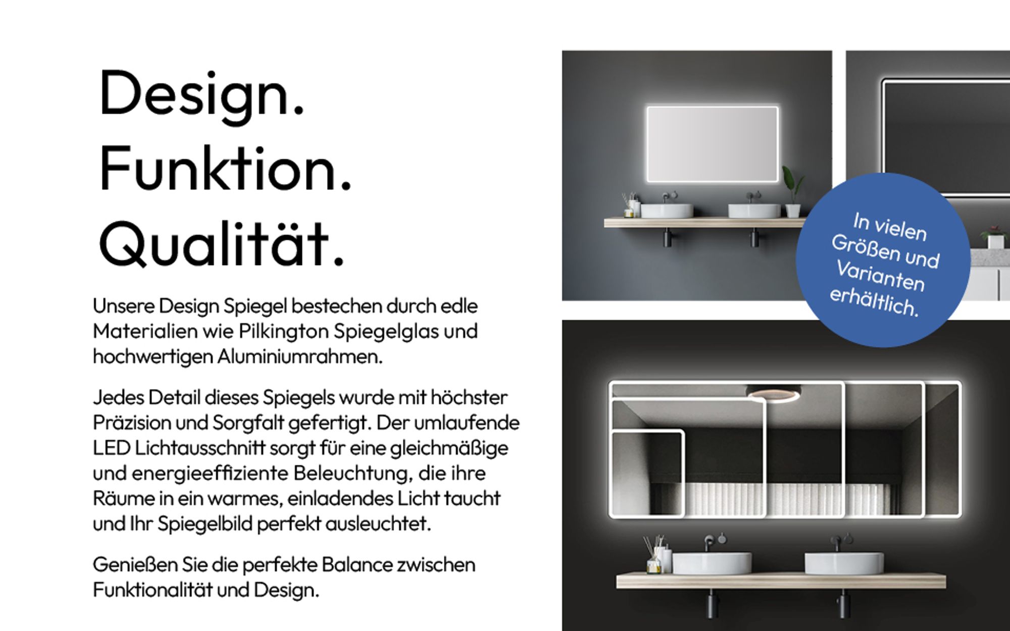 LED Badspiegel Talos Moon 120x70 cm mit umlaufender neutralweißer Beleuchtung, IP24, 4 mm Spiegelglas, Druckknopfschalter, Aluminiumrahmen