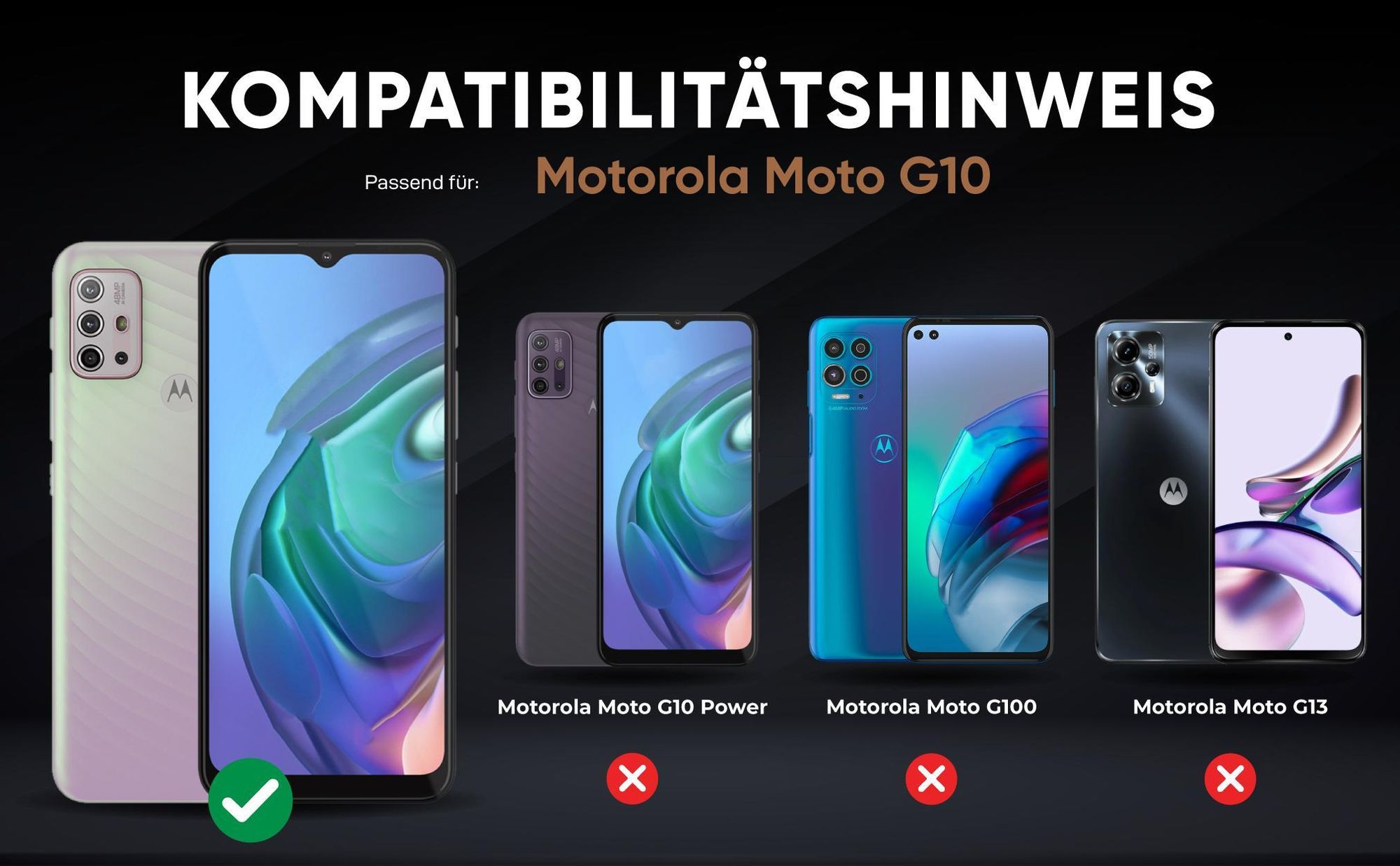 Kompatibilitätshinweise Hülle für Motorola Moto G10