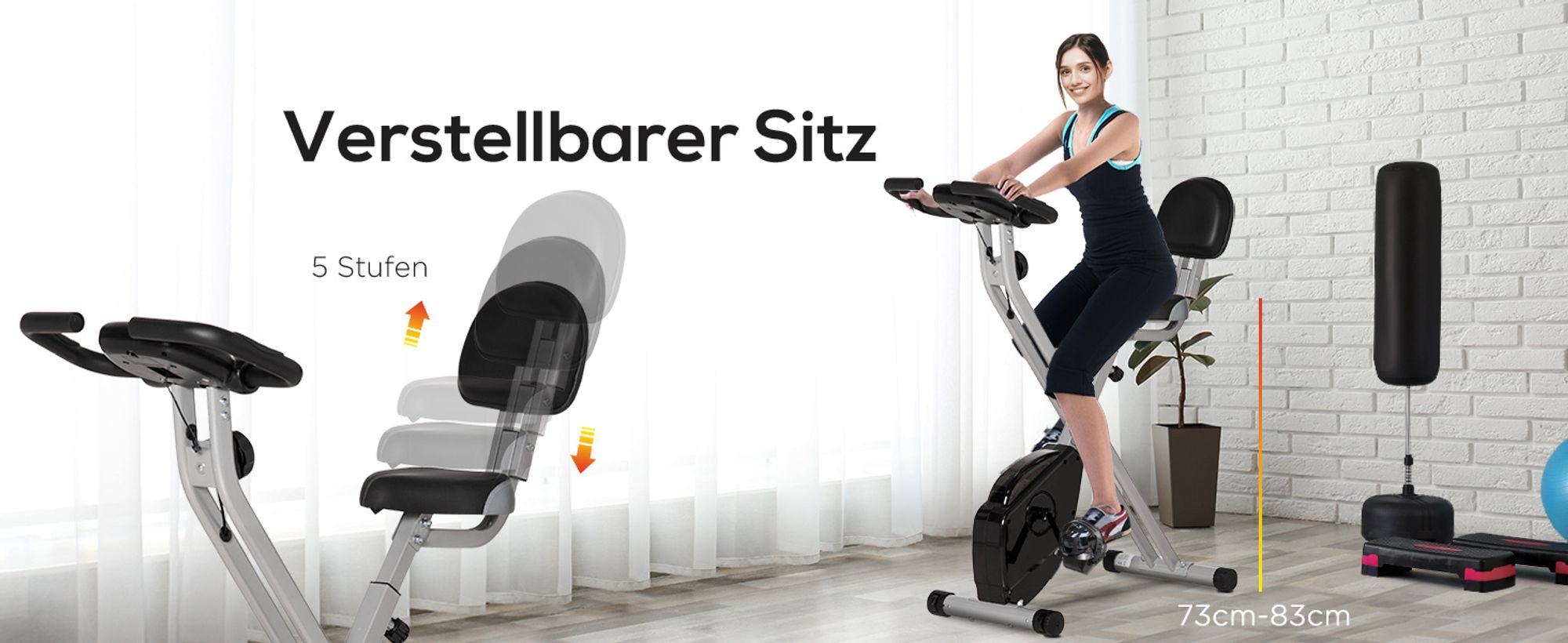 HOMCOM Heimtrainer F-Bike Fahrradtrainer mit 8 stufig Magnetwiderstand Schwarz