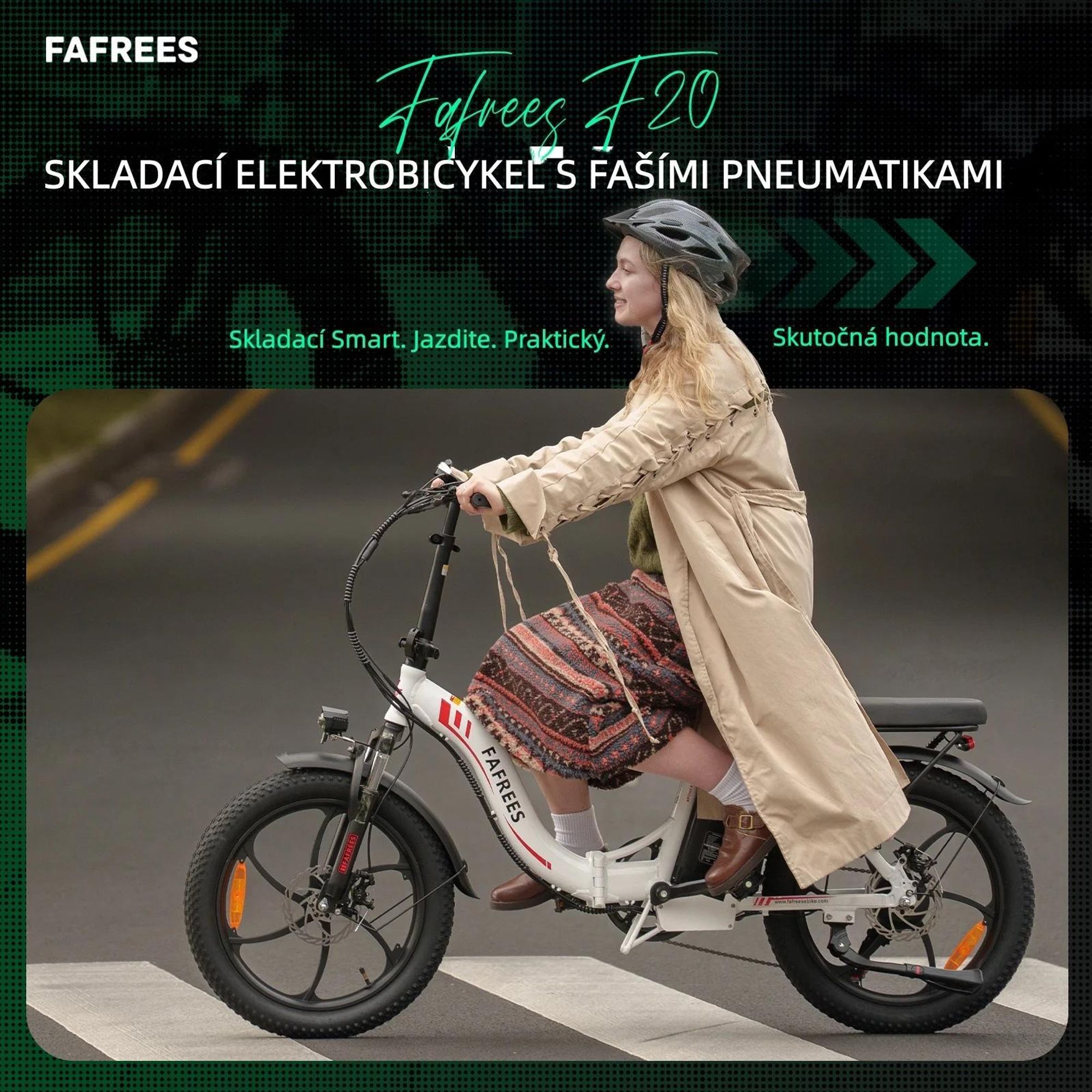 FAFREES F20 E-bike - Motor 250W, Batéria 36V18Ah, 20 Palcové Mechanická Kotúčová Brzda - Čierna