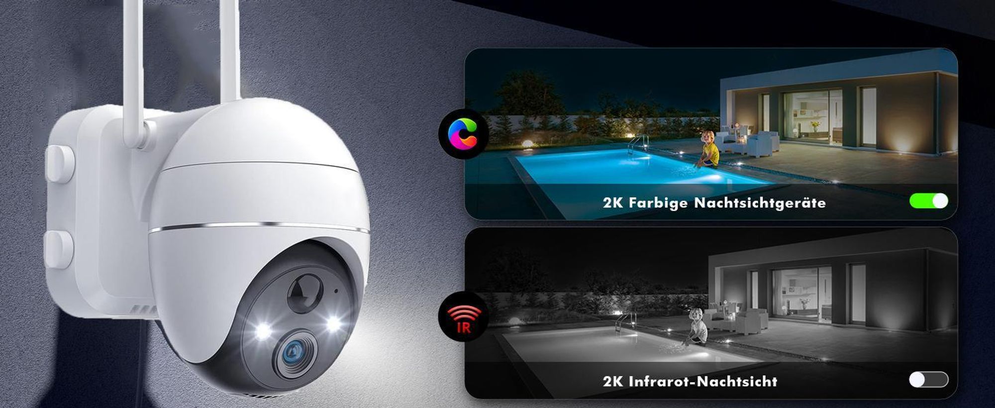 2K QHD-Bild und eine 4-fache Digitalzoomfunktion, was weit über die 1296P-Außenkameras hinausgeht.