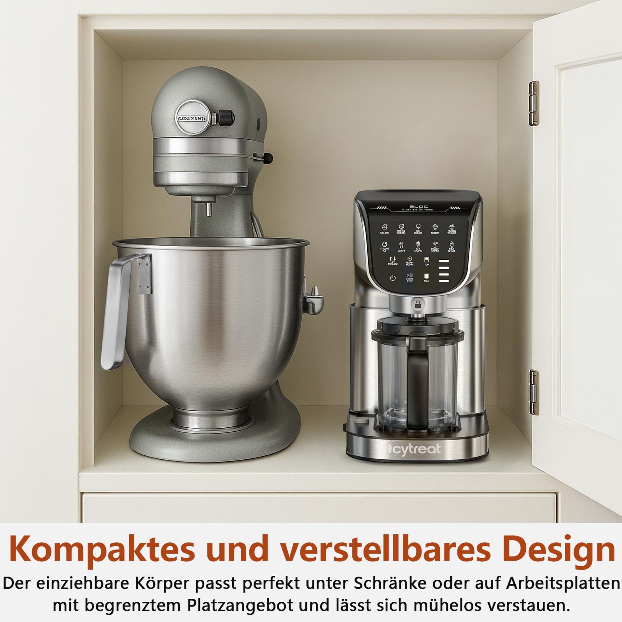Eismaschine 12-in-1 vollautomatische Edelstahl Hausgemachte Speiseeisbereiter Sorbet, Milchshake, Frozen Yogurt & mehr