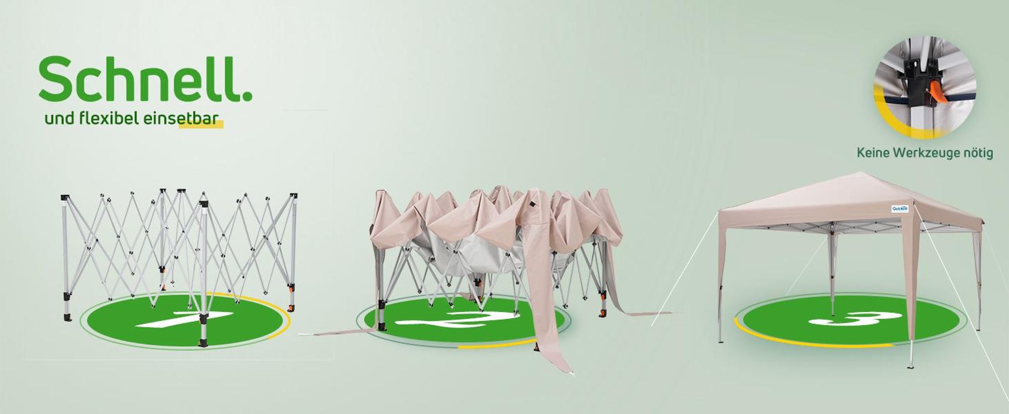 Quictent Pavillon 3x3 Faltpavillon mit 4 Seitenteilen, Wasserdicht Gartenpavillon mit Rolltasche,Partyzelt Gartenzelt, Beige