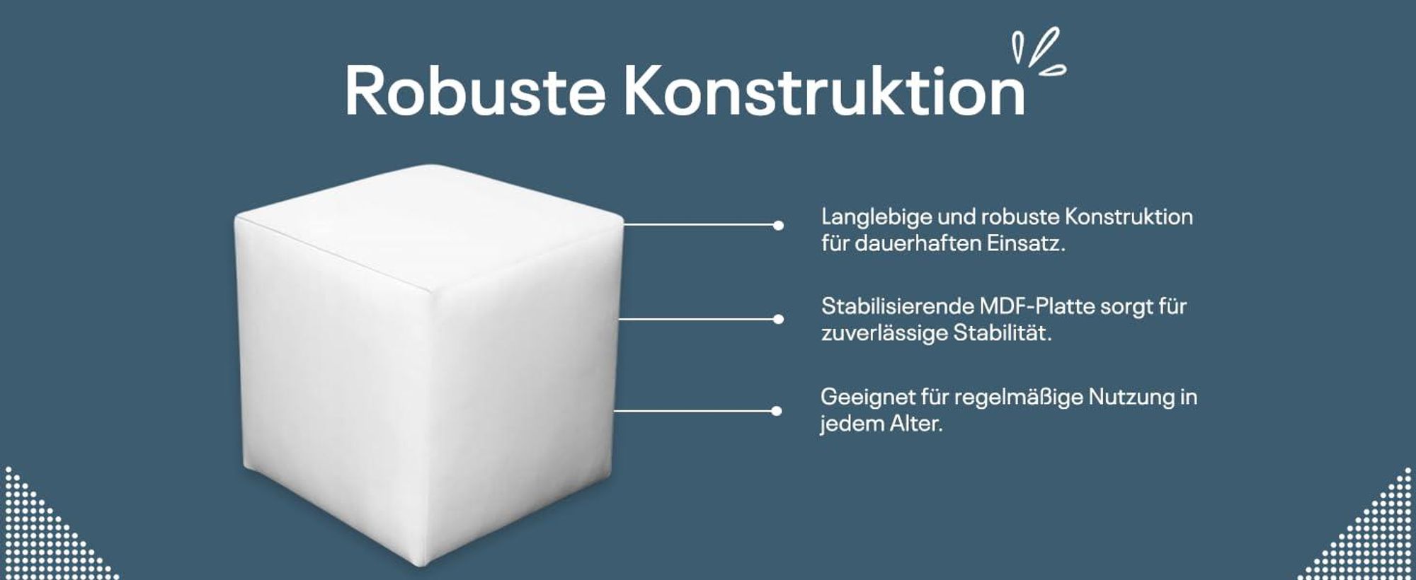 Sitzhocker Sitzwürfel | Bodenkissen Hocker | Sitzwürfel Kunstleder | Fußhocker Wohnzimmer | Sitzwürfel 40x40x40 | Sitzwürfel Holzwerkstoff (Grau)