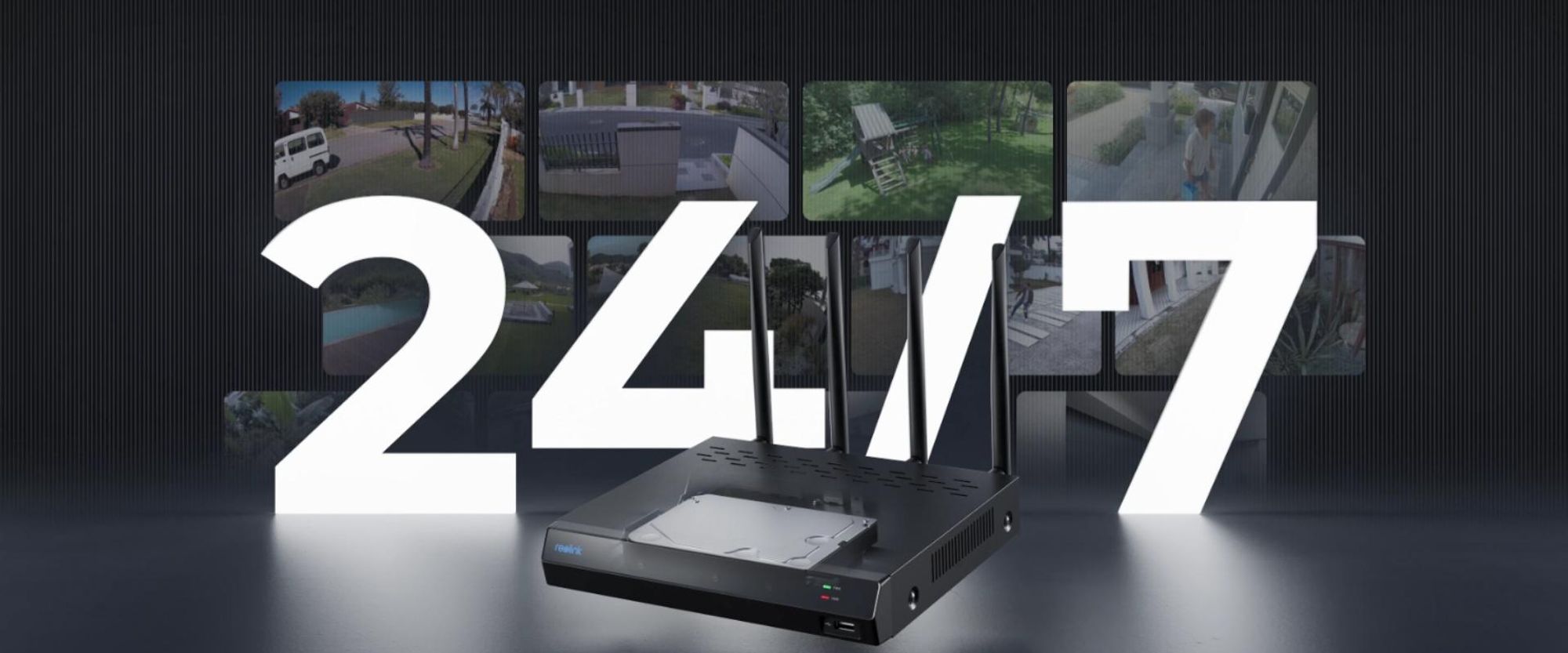 Reolink RLN12W, 16-Kanal 2TB HDD 5/2,4 GHz Wi-Fi 6 NVR Rekorder, 24/7 lokale Aufzeichnung, Ohne PoE-Anschlüsse, bis zu 16TB, Schwarz