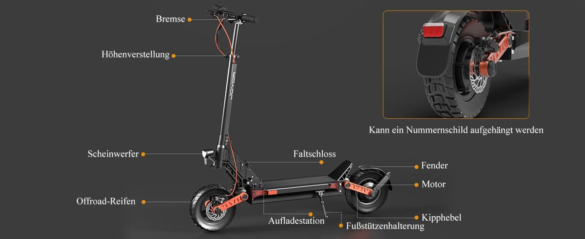 JOYOR S5-ABE E-Scooter 500W, 20 km/h, ABE, 10", 50 km Reichweite