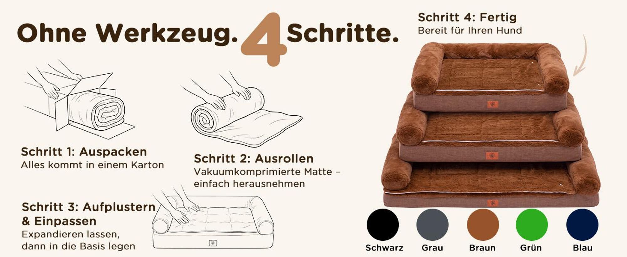 GTPLAYER Hundebett – 75x50x15 cm, Eierschalen-Schaumstoff mit Druckentlastung, wasserdichtes, waschbares Hundebett mit 2-in-1-Kühl-/Heizunterlage
