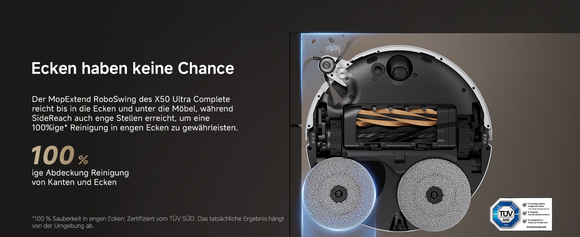 Dreame X50 Ultra Complete Staubsauger Roboter mit Wischfunktion,20KPa Saugkraft,6cm Hindernisfreiheit,Hebarem Wischmopp,360°-Navigation,KI-Vermeidung