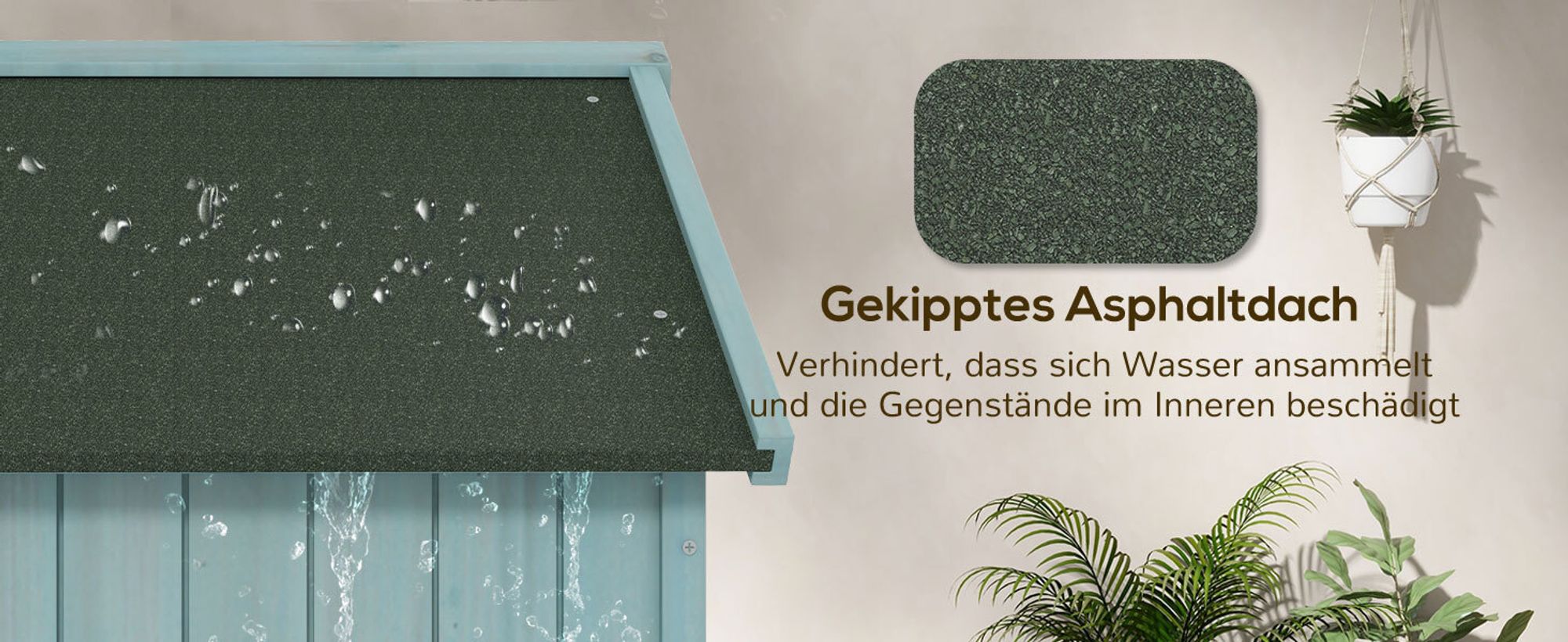 Outsunny Gartenschrank Geräteschuppen mit Fachböden Asphaltdach Holz Blau