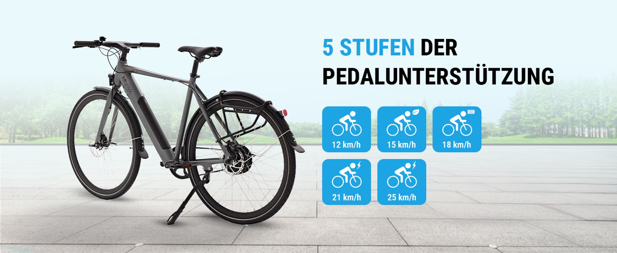 AsVIVA BC1-C Urban E-Bike 250W, 7 Gang Shimano, Akku, LED, Scheibenbremsen