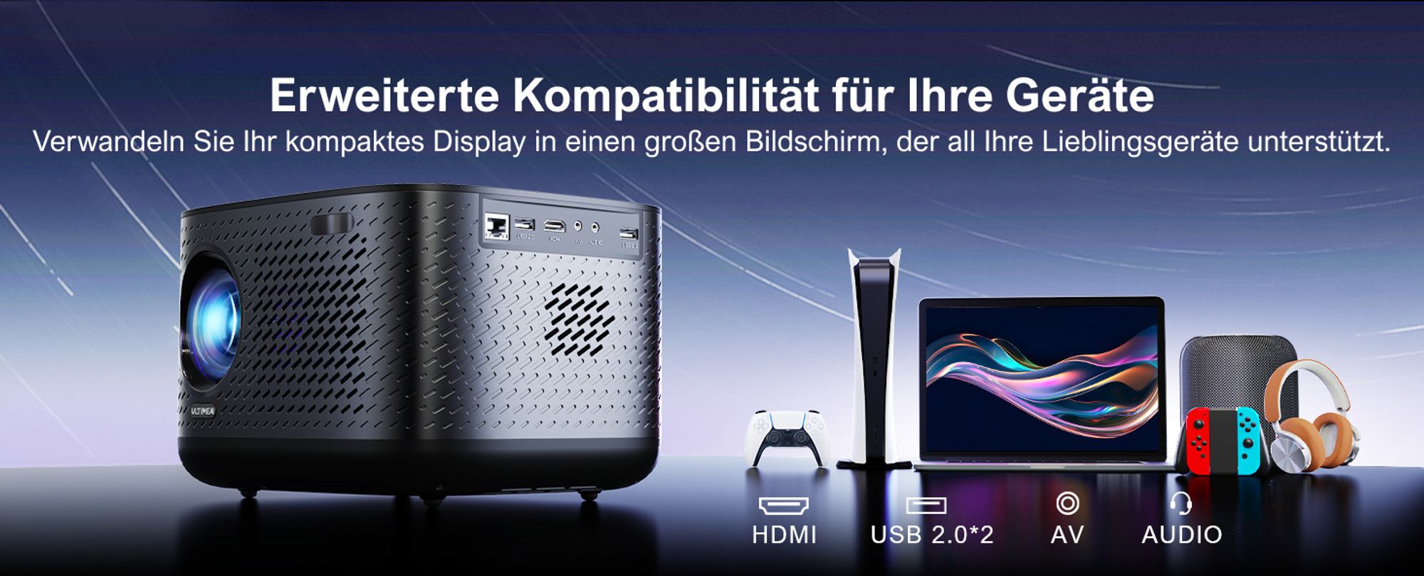 ULTIMEA Beamer 4K Heimkino Unterstützt, Netflix er Projektor, 700 ANSI-Lumen, Dolby Audio, Bildschirmanpassung & Objektvermeidung