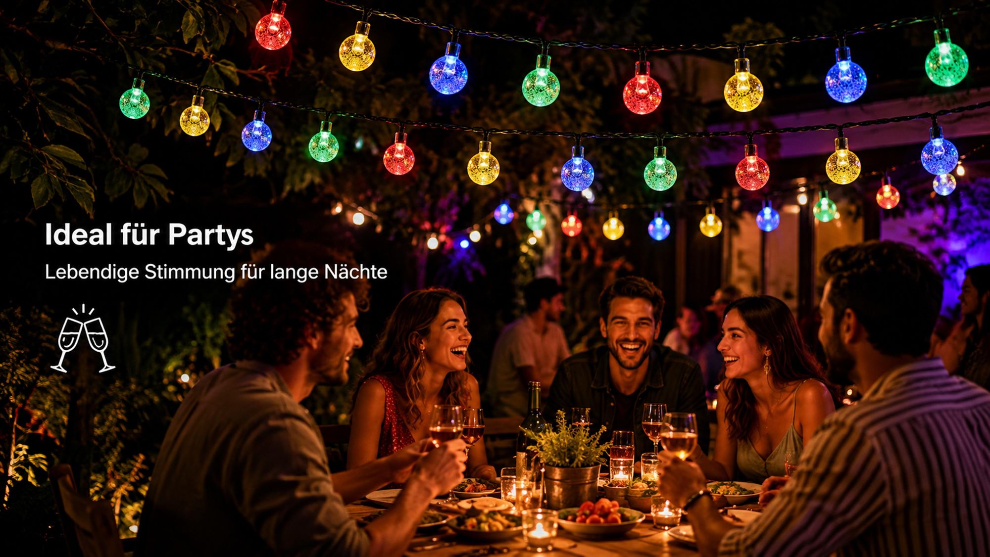 5M Lichterkette Außen Solar Glühbirnen LED Lichterketten, Innen Außen Weihnachten Beleuchtung Outdoor Garten Deko, Bunt