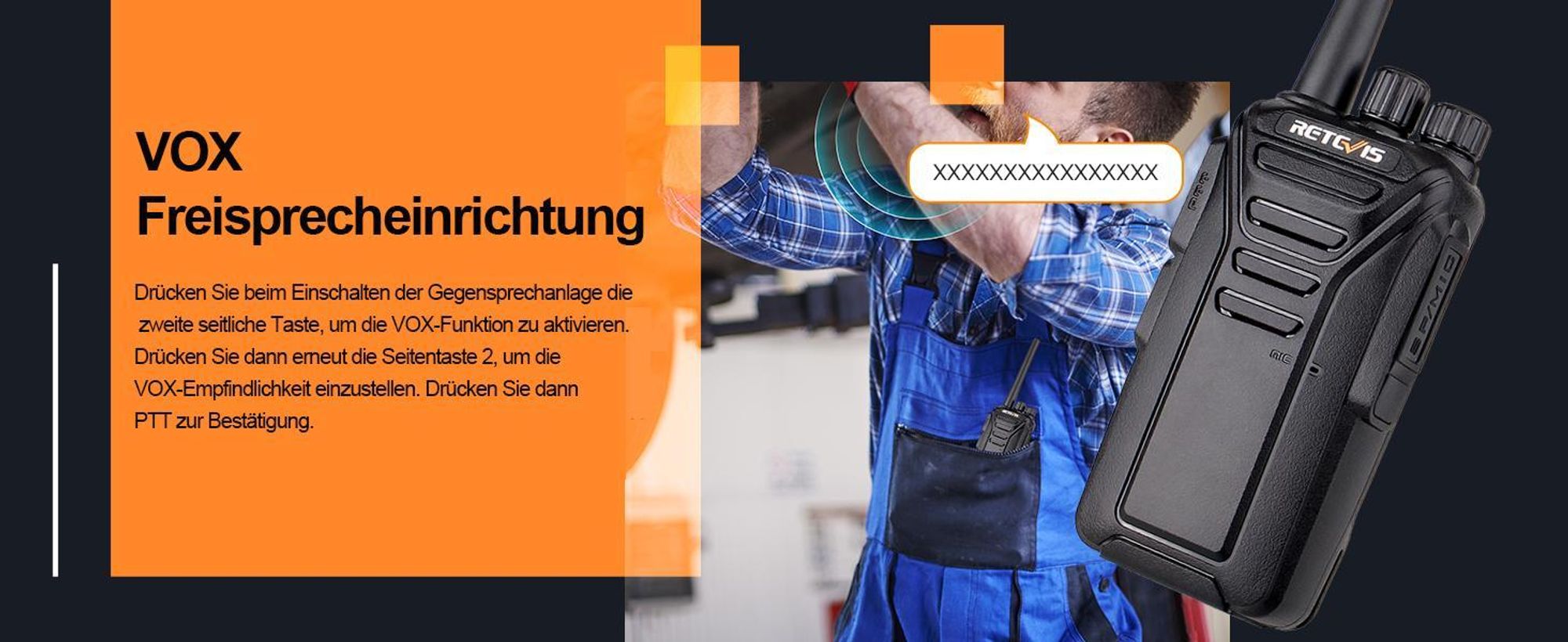 Retevis RT27 Funkgeräte, PMR446 Walkie Talkie mit 6-Wege-Ladegerät CTCSS/DCS, VOX, Lizenzfrei Wiederaufladbares für Baustelle, Sicherheit, Schule