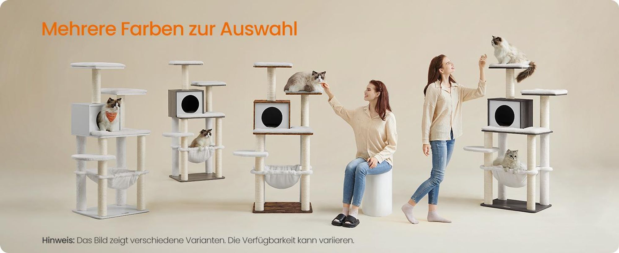 FEANDREA Kratzbaum, 500 g/m² Plüsch, 138cm, leicht reinigen, Stabilität, modern Vintagebraun