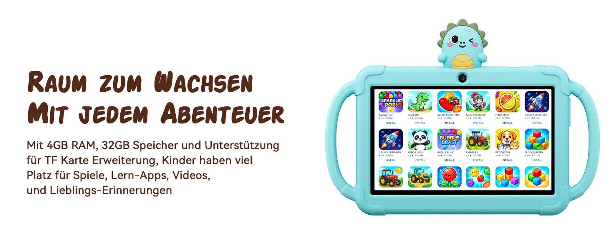 VerkfulPc-Tabwee Tablet K8 für Kinder, 6(4+2)+32 GB, mit iWawa Kindersicherung and mit Kindgerechte Hülle