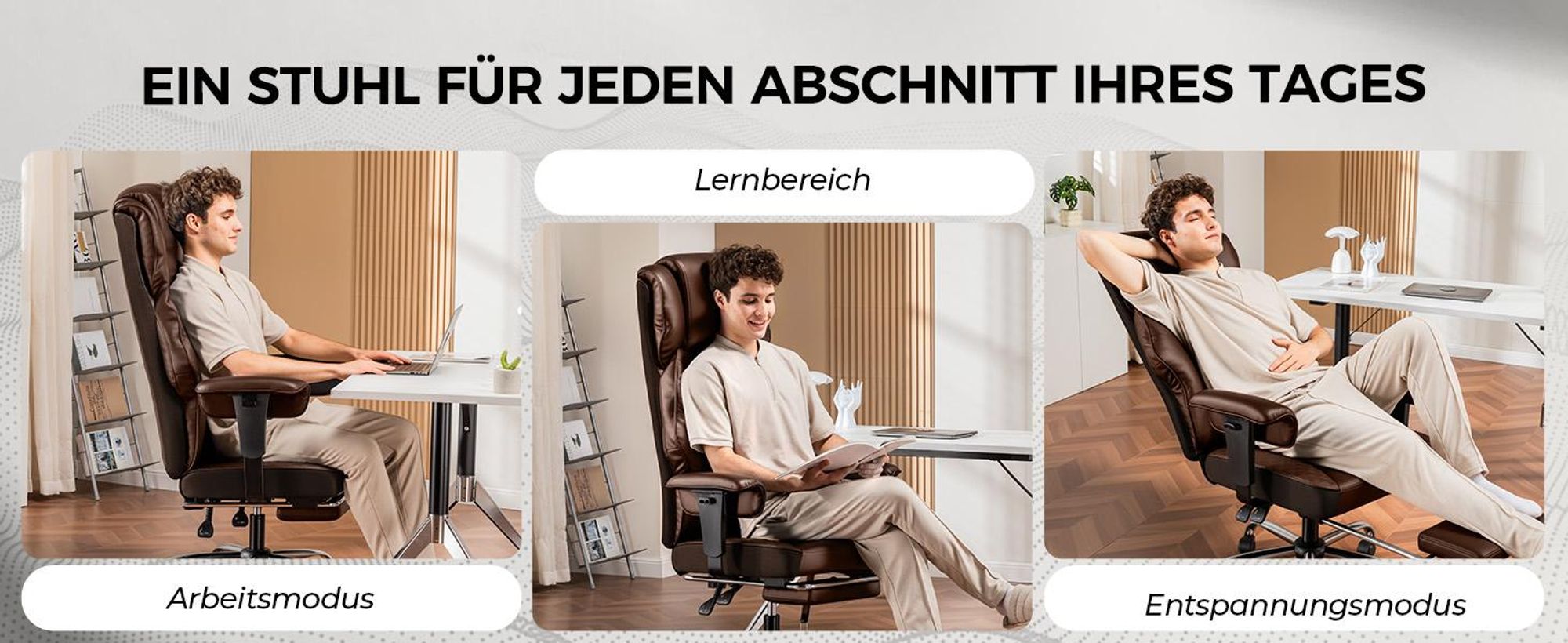 GTPLAYER Gaming Stuhl, breiter Bürostuhl mit Taschenfeder, Ergonomischer PC-Stuhl, Verstellbarer und Drehbarer Schreibtischstuhl, Kunstleder, braun