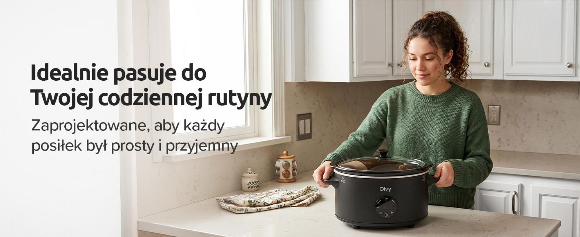 Cyfrowa wolnowarówka Olvy z timerem – pojemność 6 litrów – ceramiczny wkład – w zestawie książka kucharska do wolnowarówki