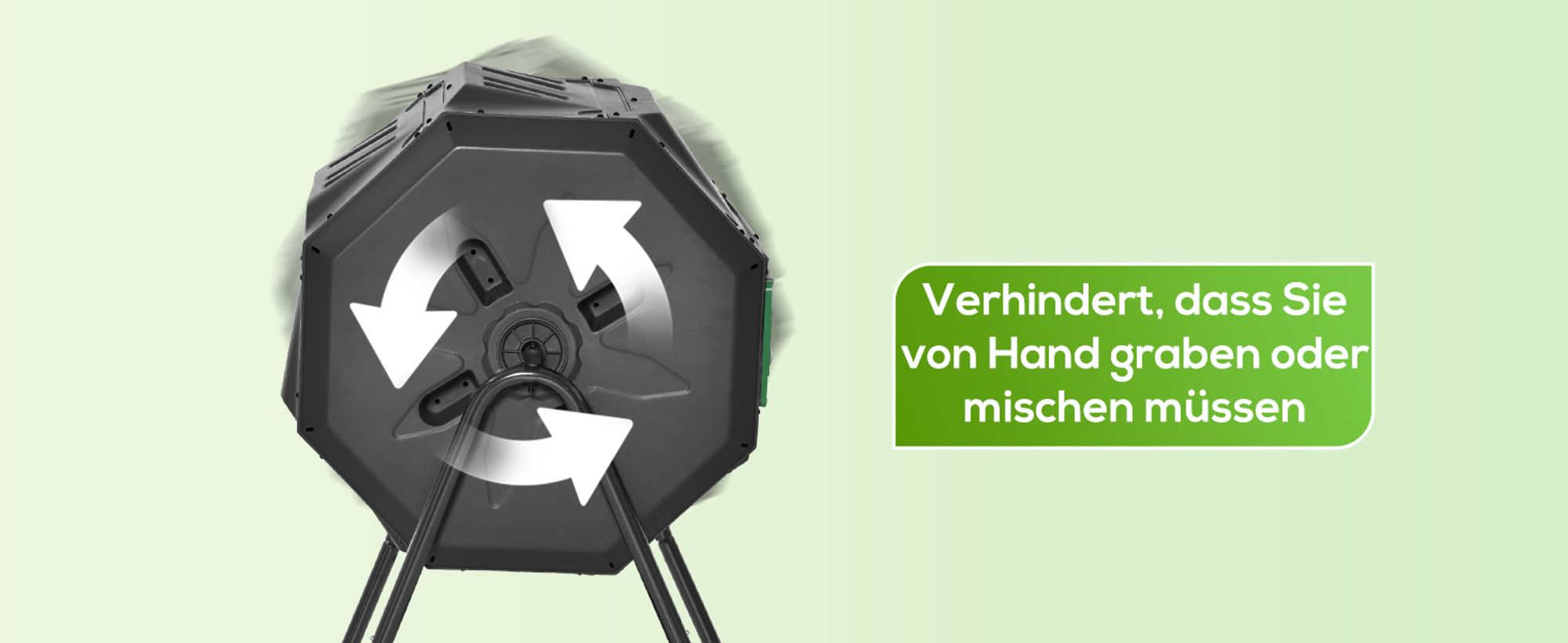 Outsunny Trommel-Komposter, 160L Gartenkomposter mit 2 Kammern, Drehbarer Schnellkomposter, für - und Garten-Abfälle, Schwarz