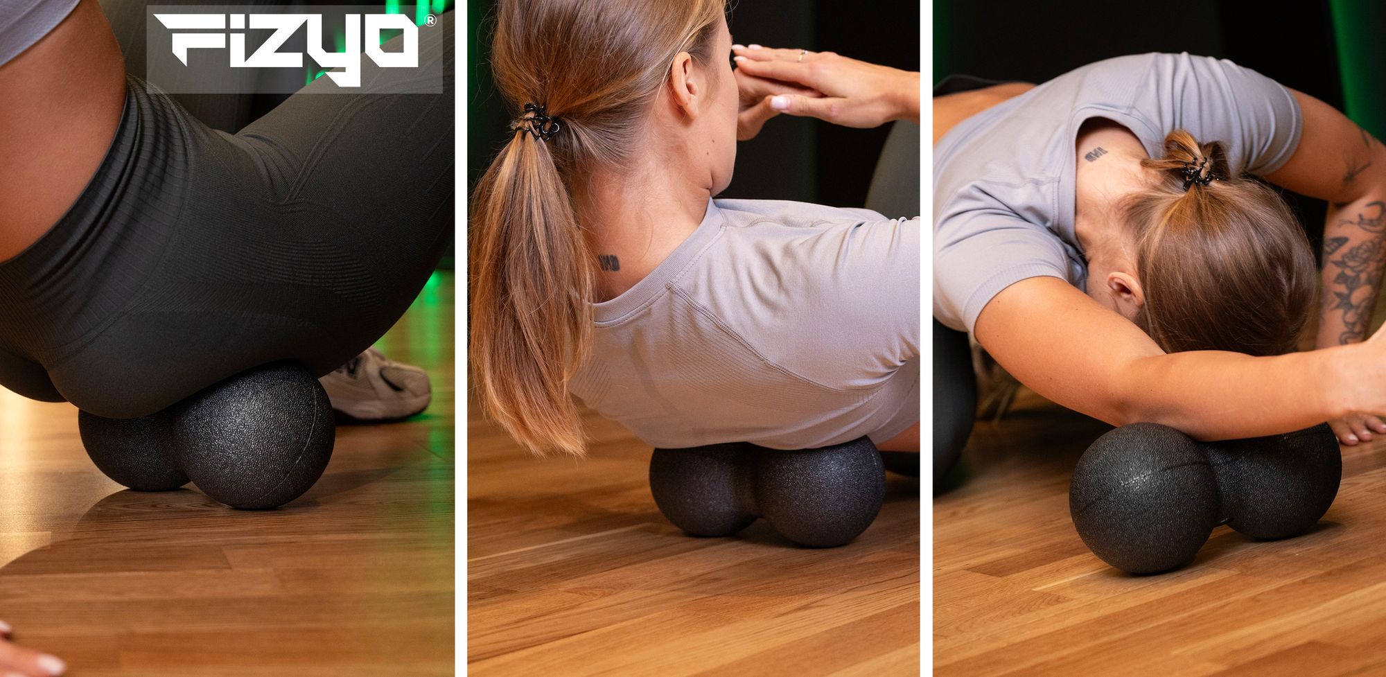 Person beim Training mit dem Massageball Duoball FIZYO 24x12 cm