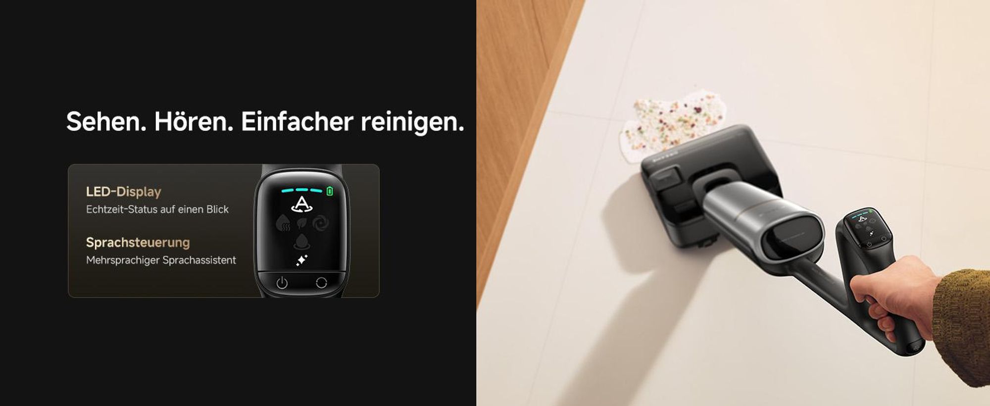 Dreame T15 Pro Heat Nass-und Trockensauger,30kPa Saugleistung Akku-Staubsauger,9,85cm ultraschlank,95℃ Heißwäsche＆Leises Trocknen,Reinigungssystem,LED