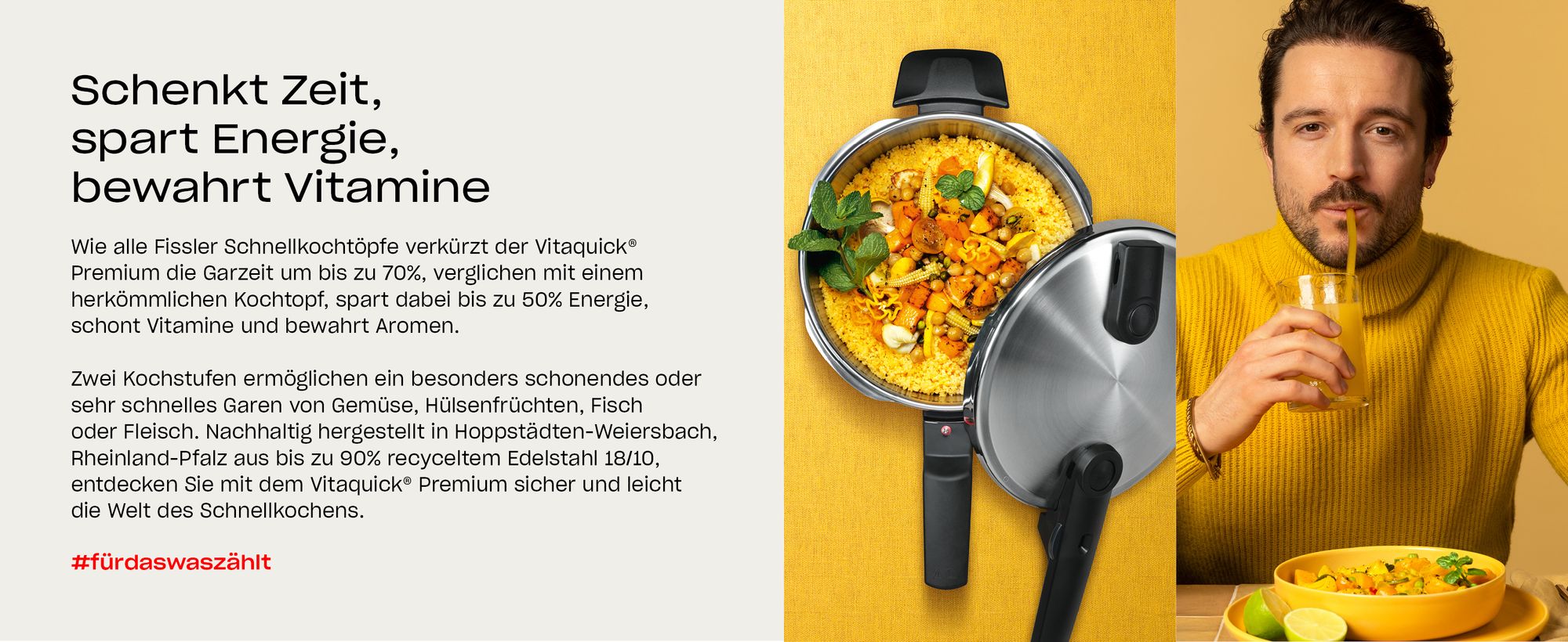 Fissler Vitaquick / Schnellkochtopf (6 L, Ø 22 cm) Edelstahl-Dampfkochtopf, 2-Garstufen,  Germany - Induktion